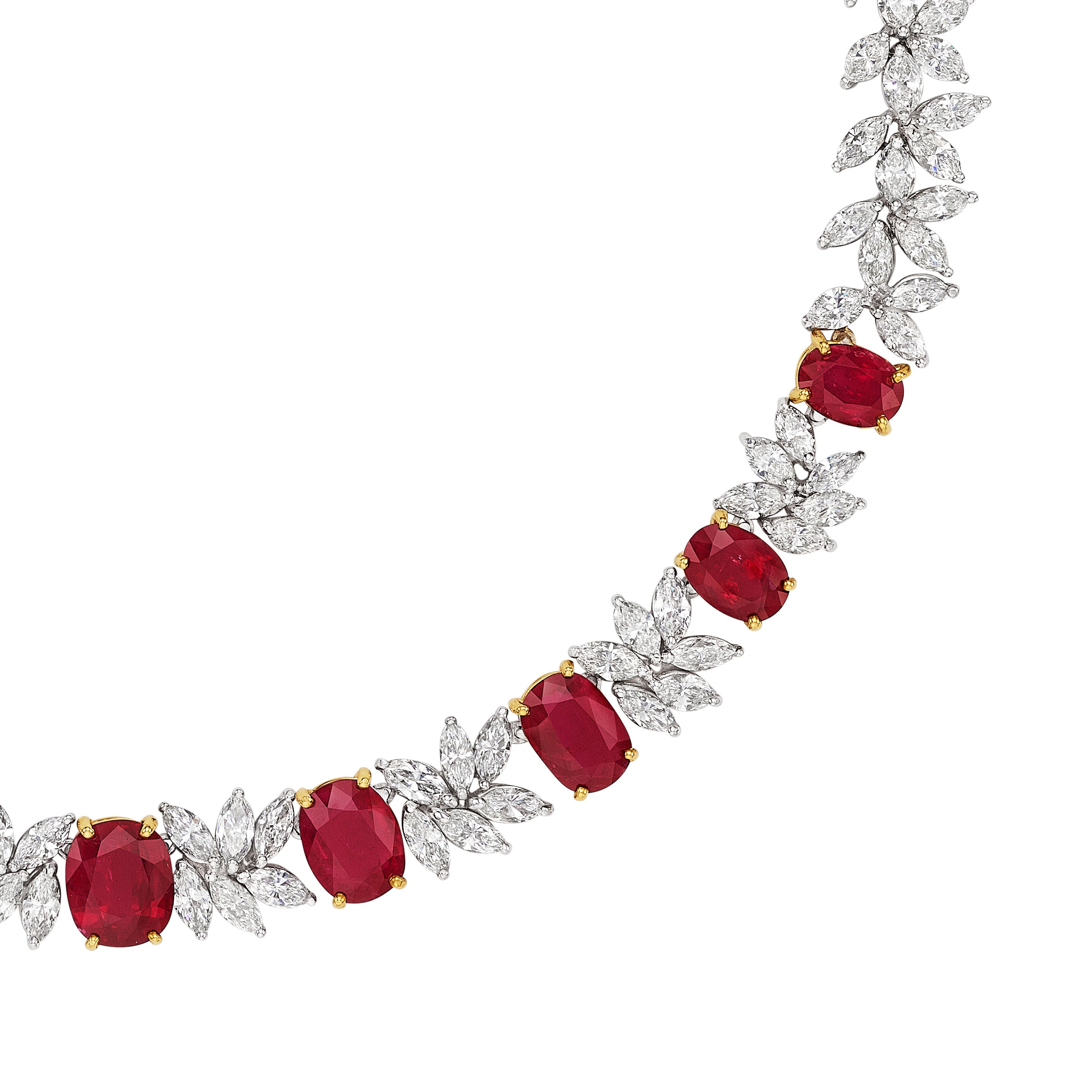 Leviev 'Scarlet Radiance' Ruby Necklace Platinum Diamond Necklace N-159