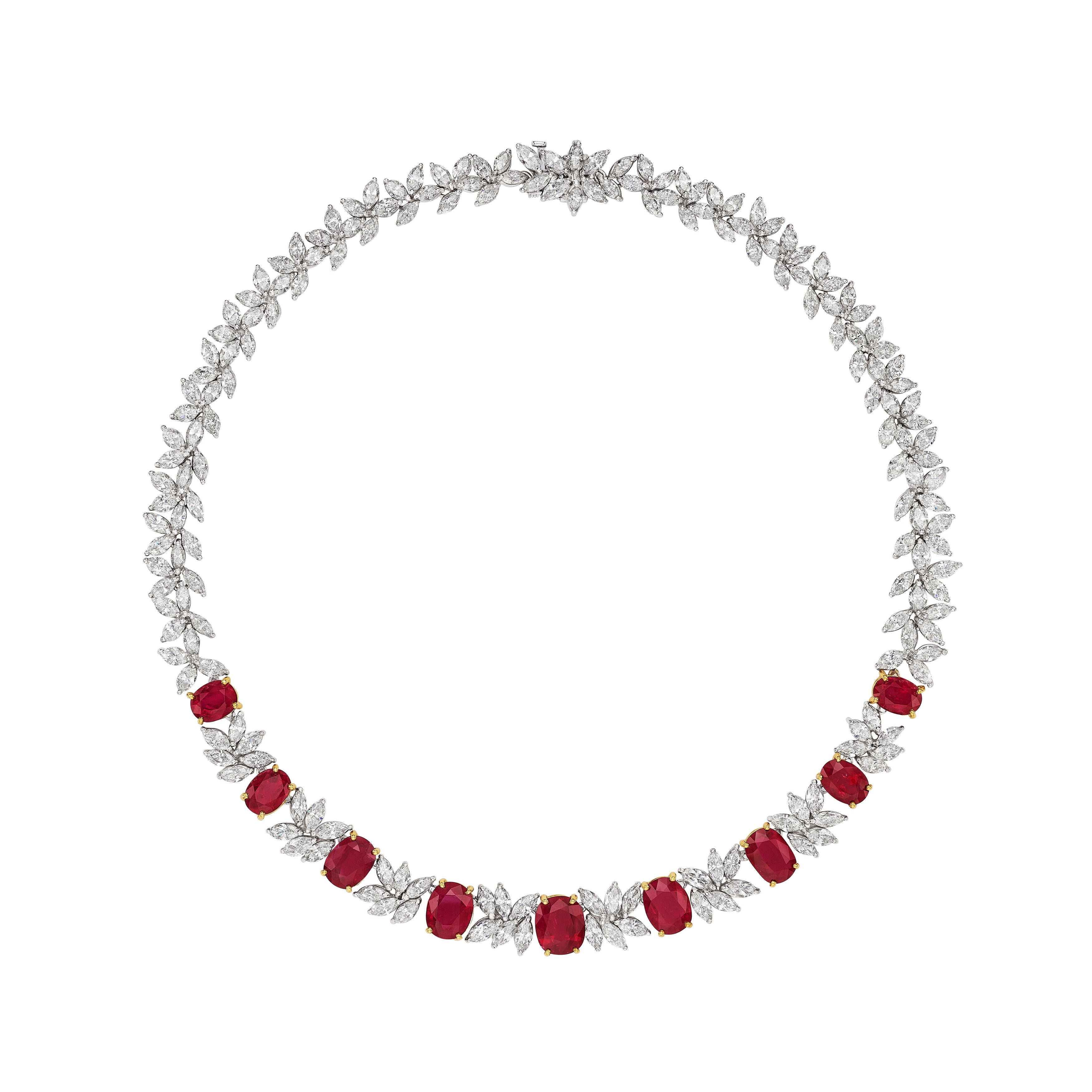 Leviev 'Scarlet Radiance' Ruby Necklace Platinum Diamond Necklace N-159