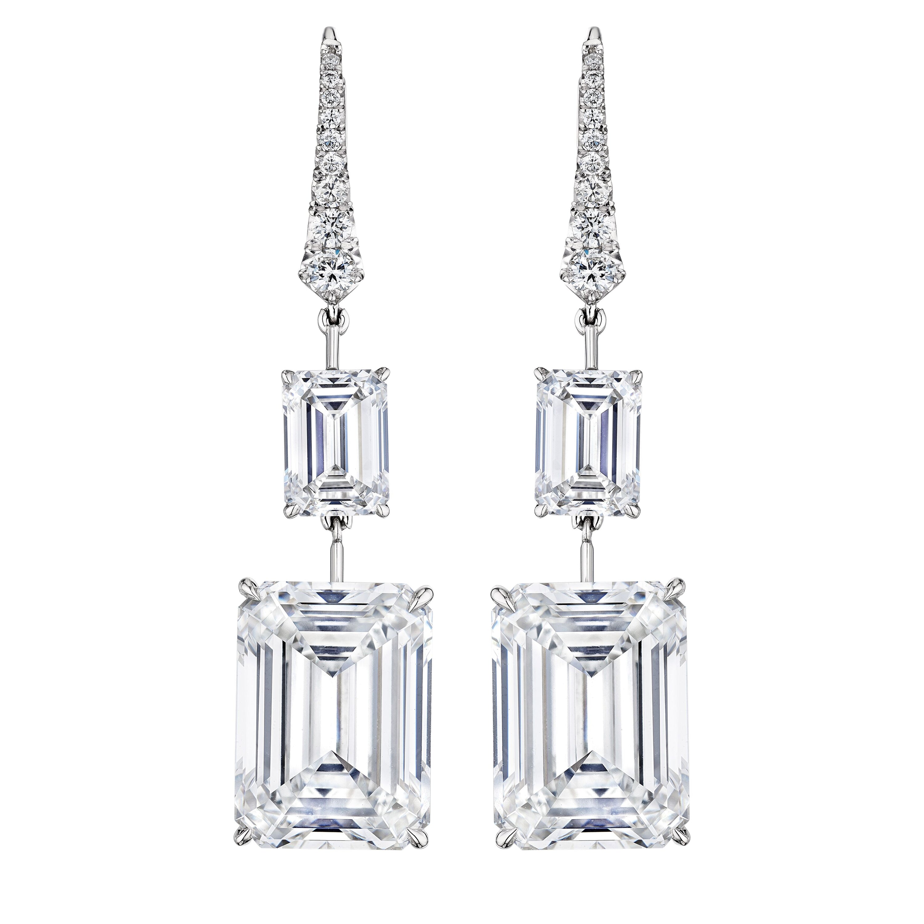 'Starlit Reverie' Platinum Diamond Earrings, 26.29 CT