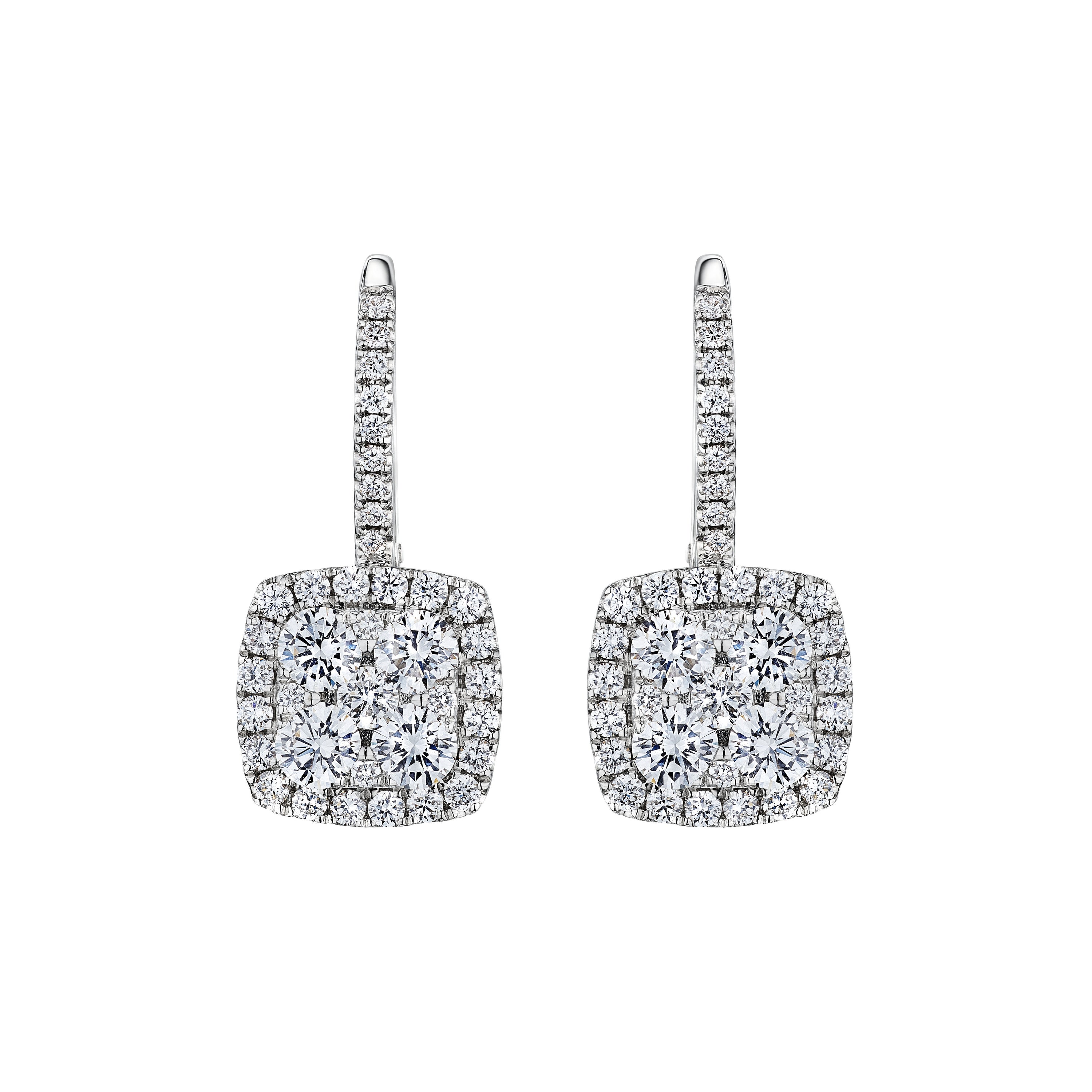 'Starlit Reverie' 18K White Gold Diamond Earrings, 1.6 CT