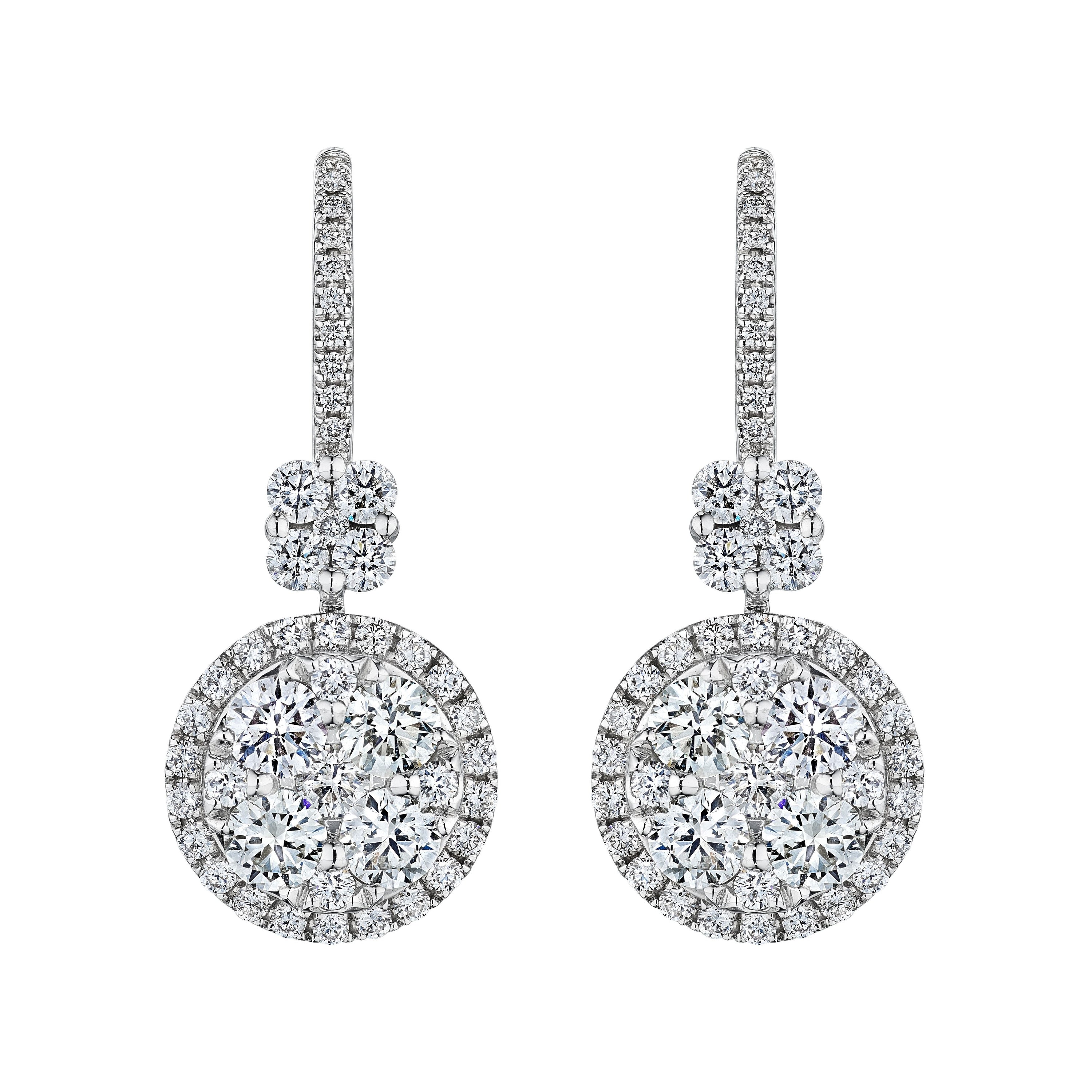 'Starlit Elegance' 18K White Gold Diamond Earrings, 3.4 CT