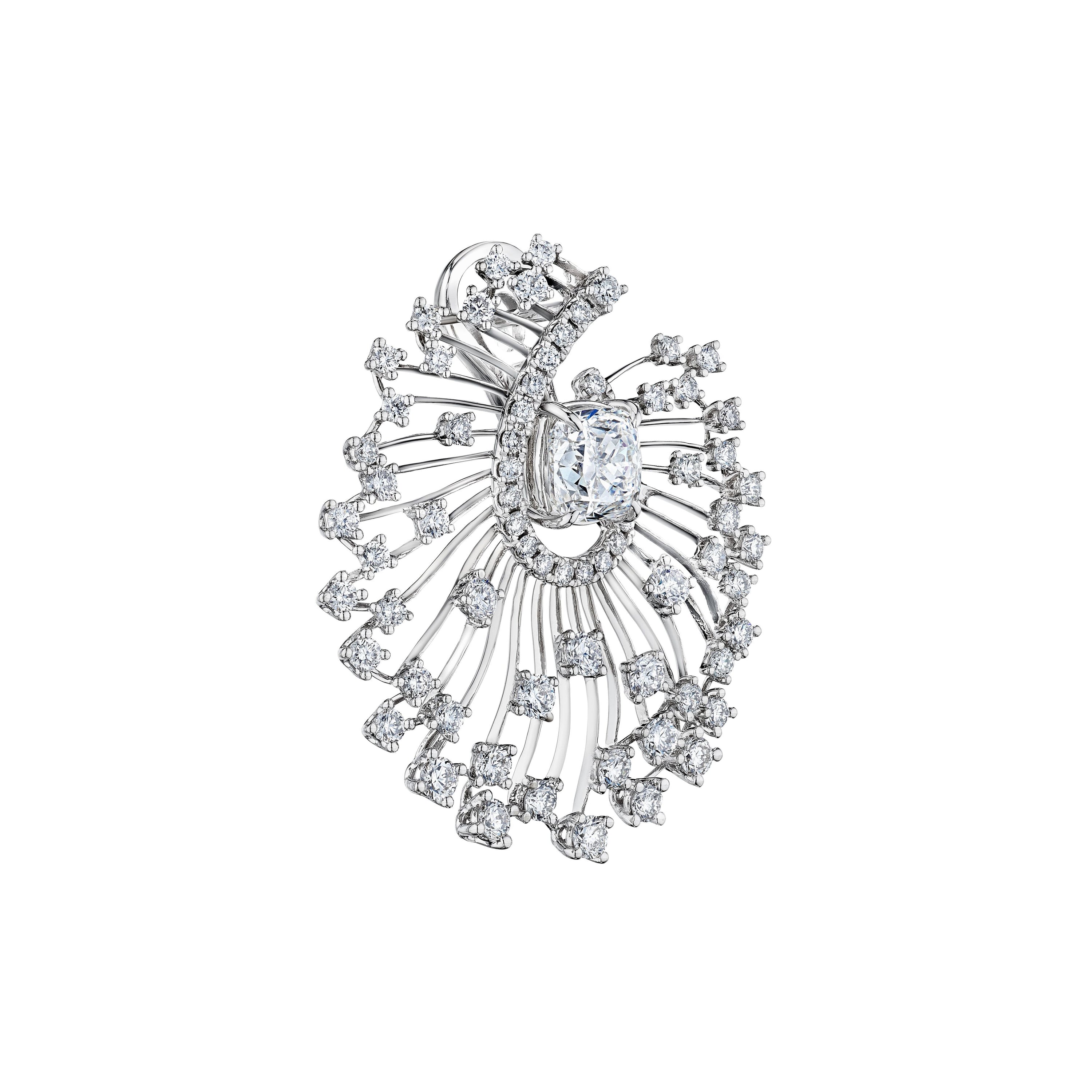'Starlit Reverie' 18K White Gold Diamond Earrings, 3.54 CT