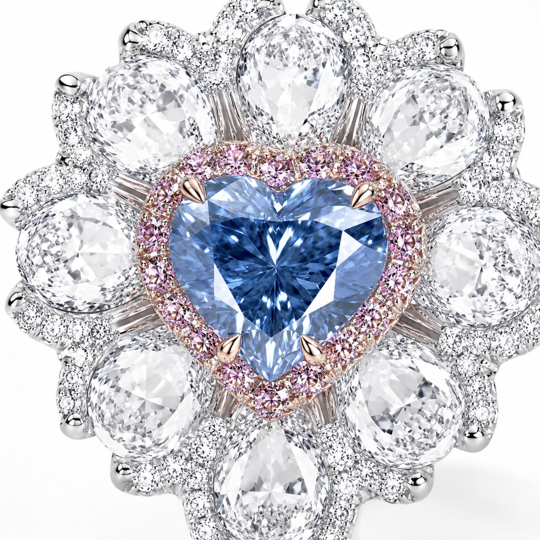 Amarante Bloom 20.0 Carat Fancy Blue Diamond Solitaire Ring in 18K White & Rose Gold
