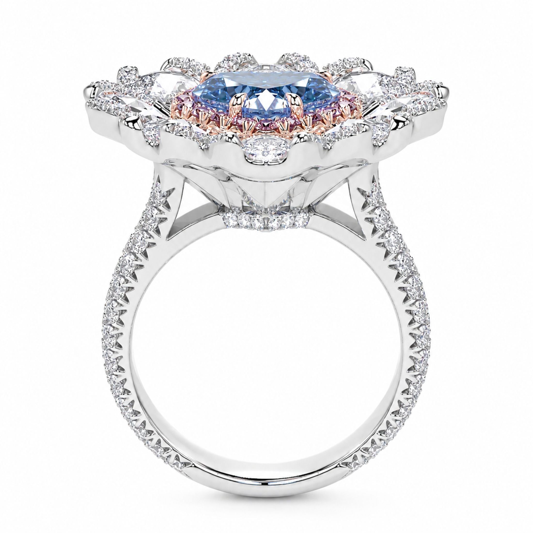 Amarante Bloom 20.0 Carat Fancy Blue Diamond Solitaire Ring in 18K White & Rose Gold