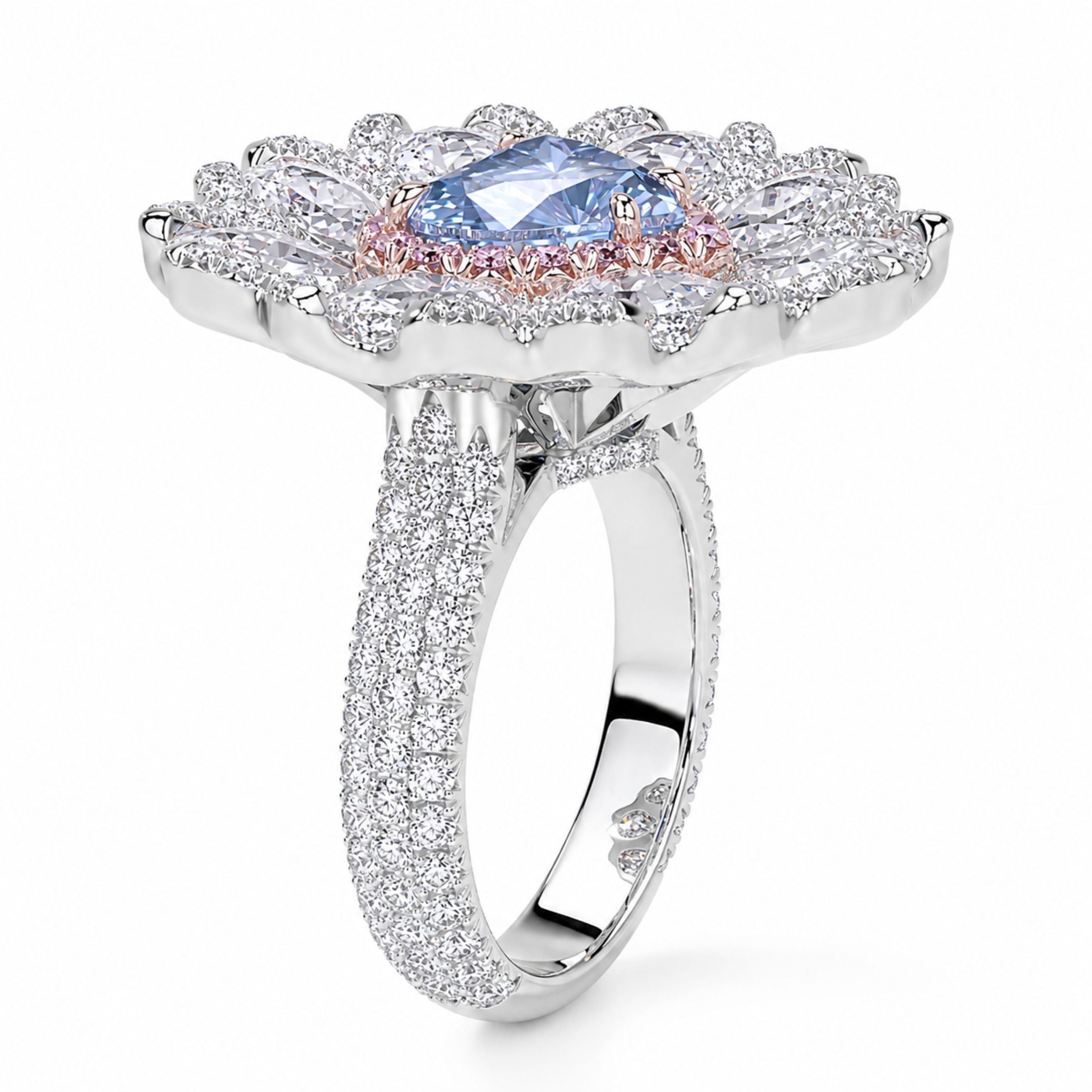Amarante Bloom 20.0 Carat Fancy Blue Diamond Solitaire Ring in 18K White & Rose Gold