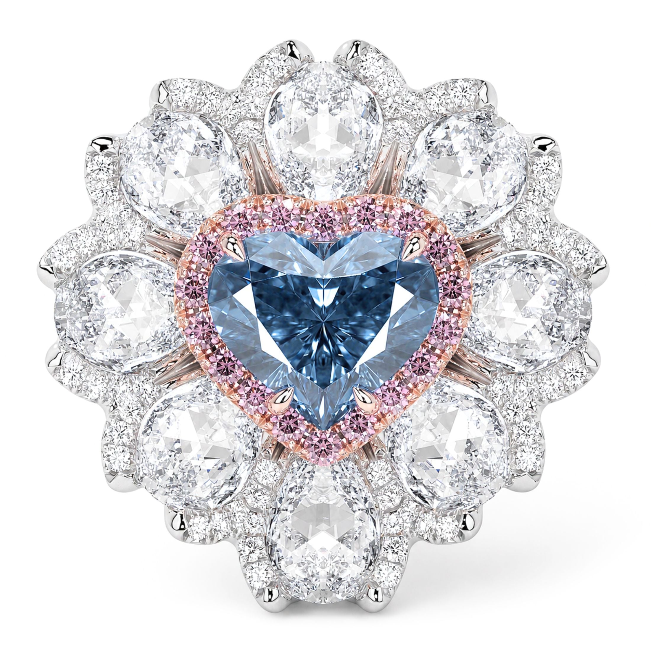 Amarante Bloom 20.0 Carat Fancy Blue Diamond Solitaire Ring in 18K White & Rose Gold