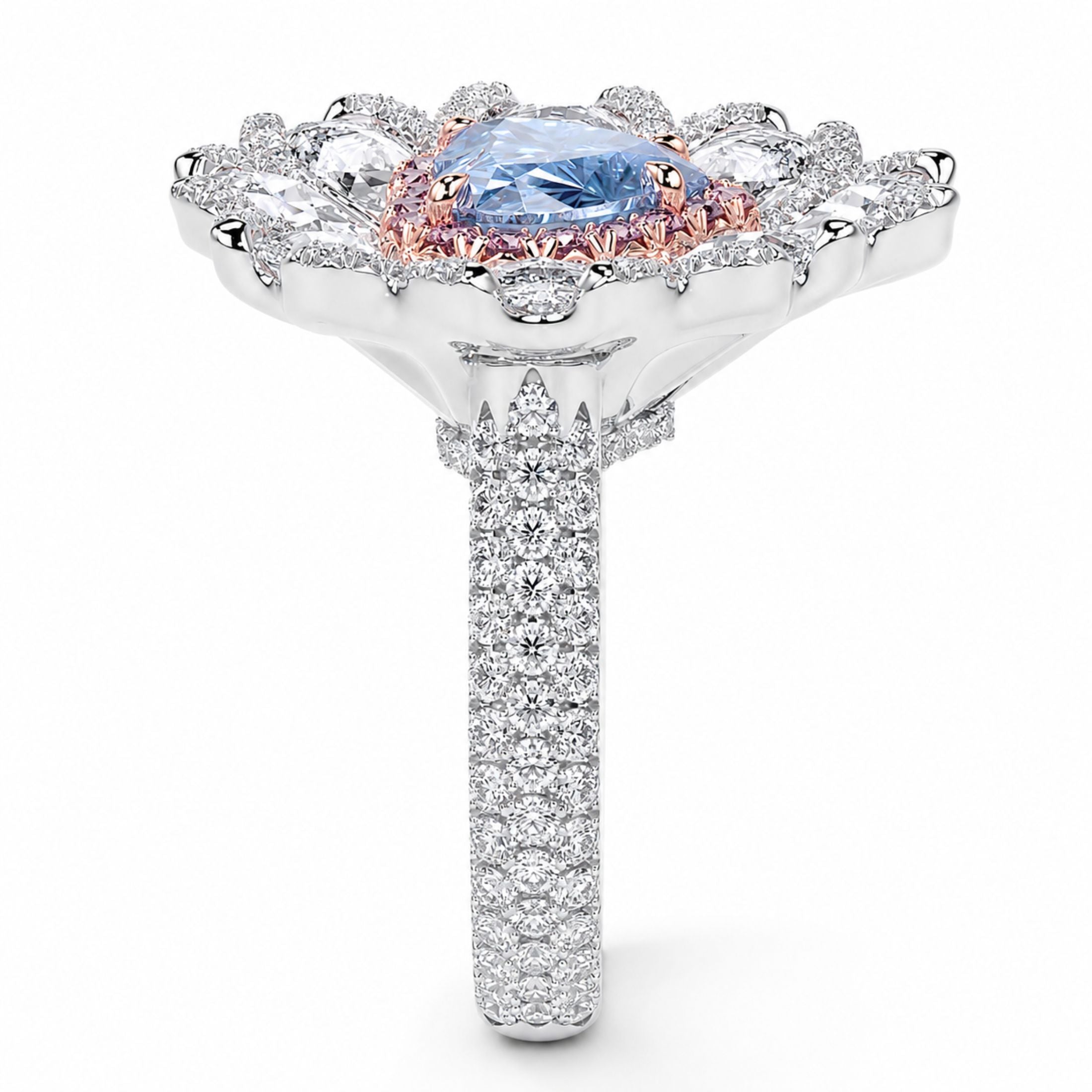Amarante Bloom 20.0 Carat Fancy Blue Diamond Solitaire Ring in 18K White & Rose Gold