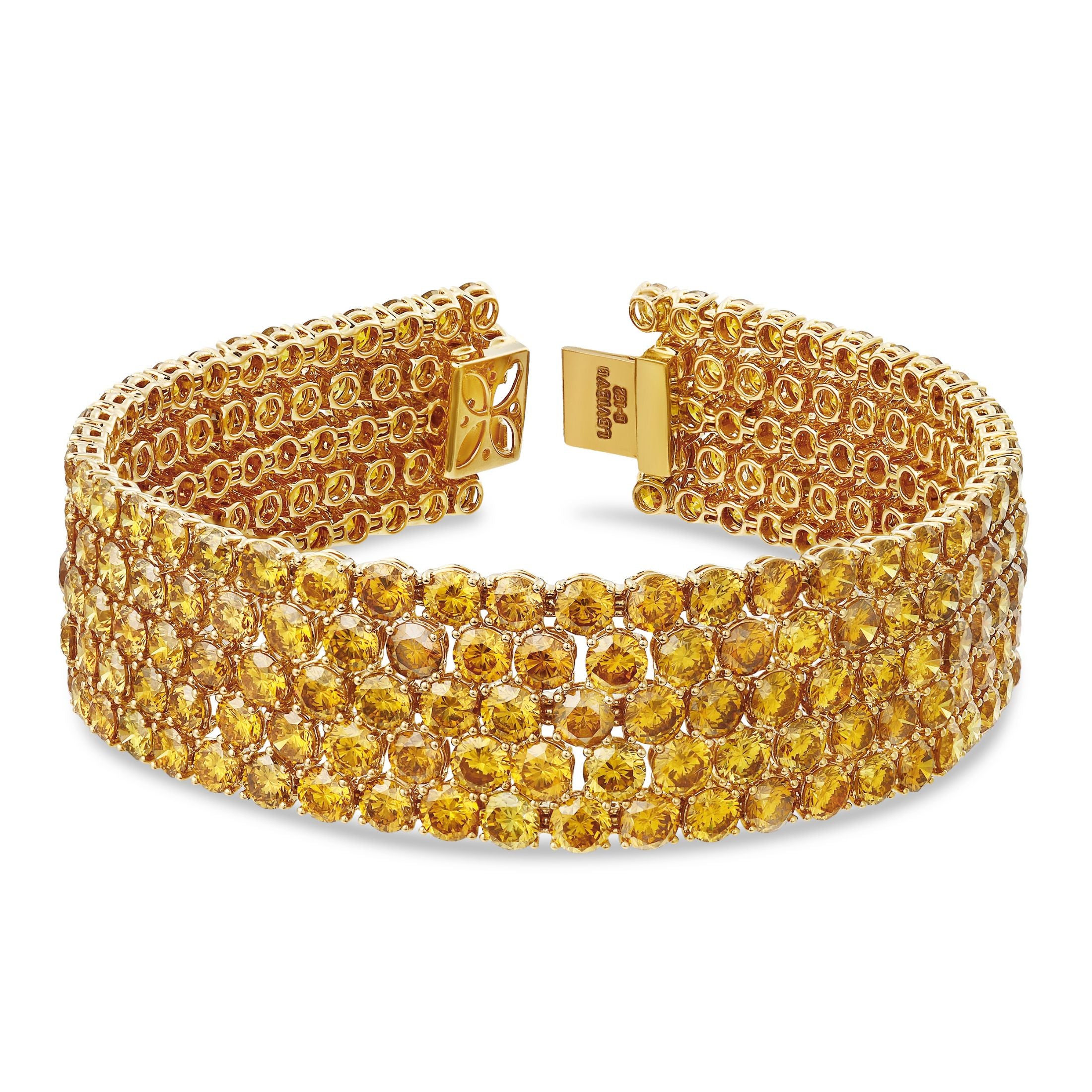 Ambrosia 40.50 Carat Fancy Deep Brownish Yellow Diamond Bracelet in 18K Yellow Gold