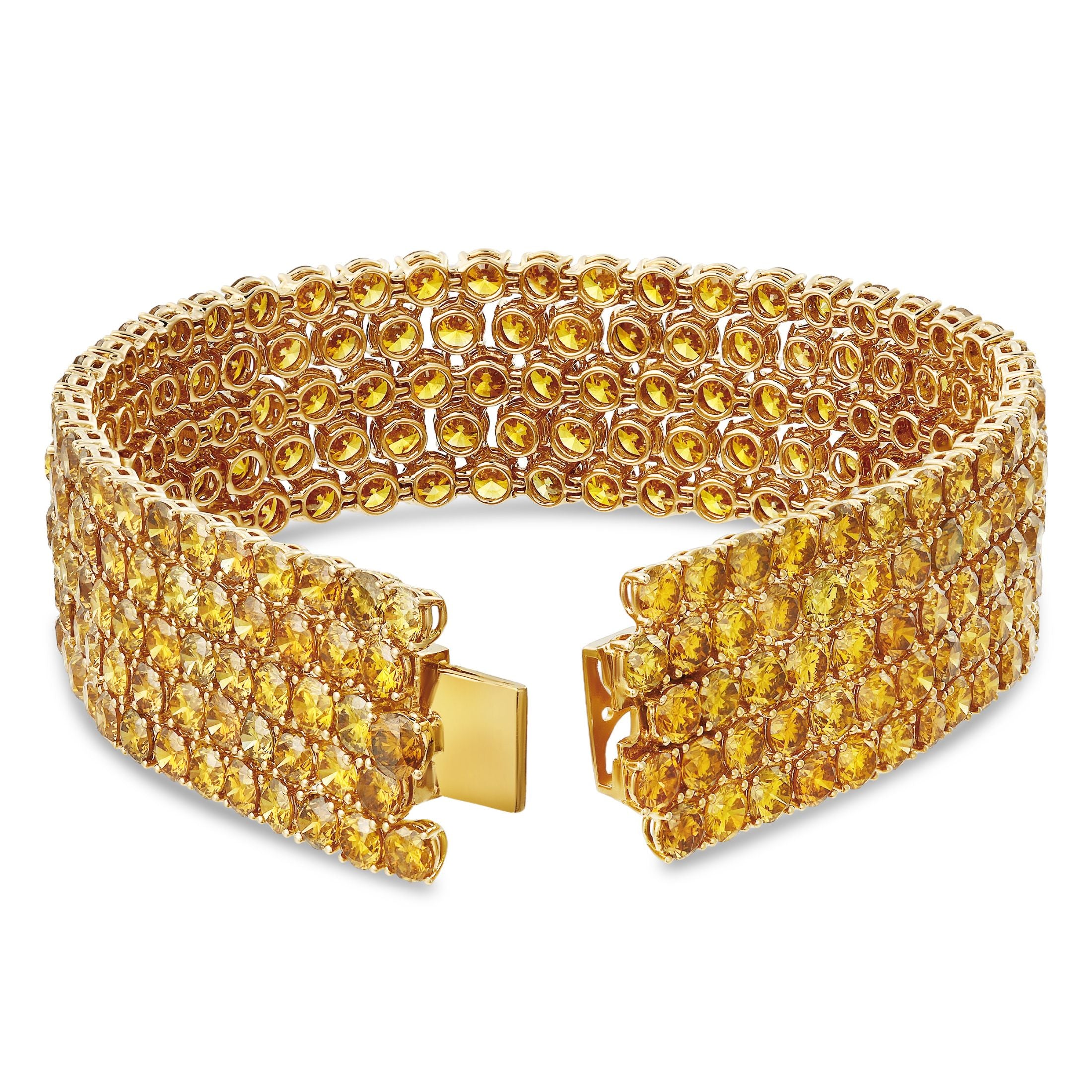 Ambrosia 40.50 Carat Fancy Deep Brownish Yellow Diamond Bracelet in 18K Yellow Gold