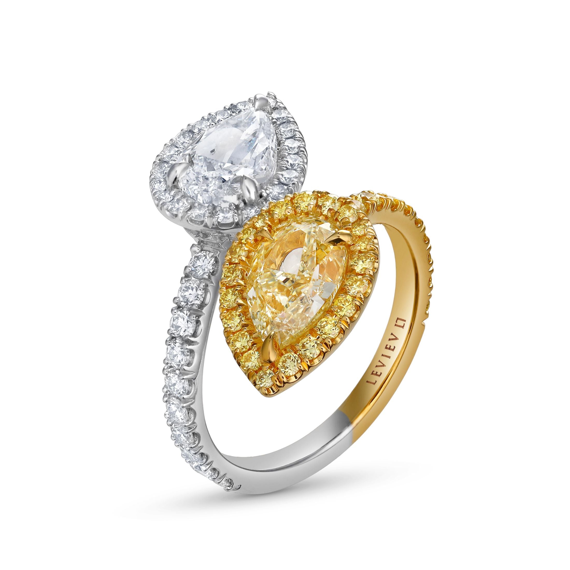 Anastasia 3.03 Carat Pear Cut Diamond Bypass Ring in 18K Gold