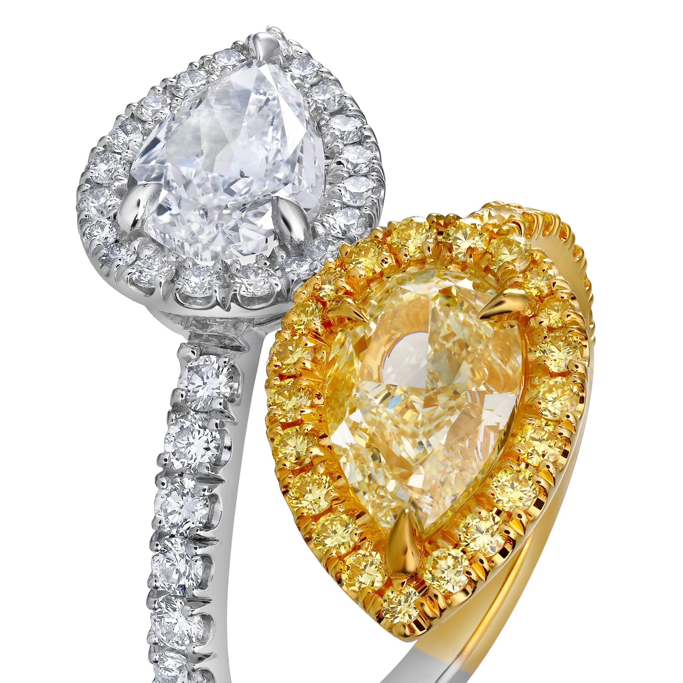 Anastasia 3.03 Carat Pear Cut Diamond Bypass Ring in 18K Gold