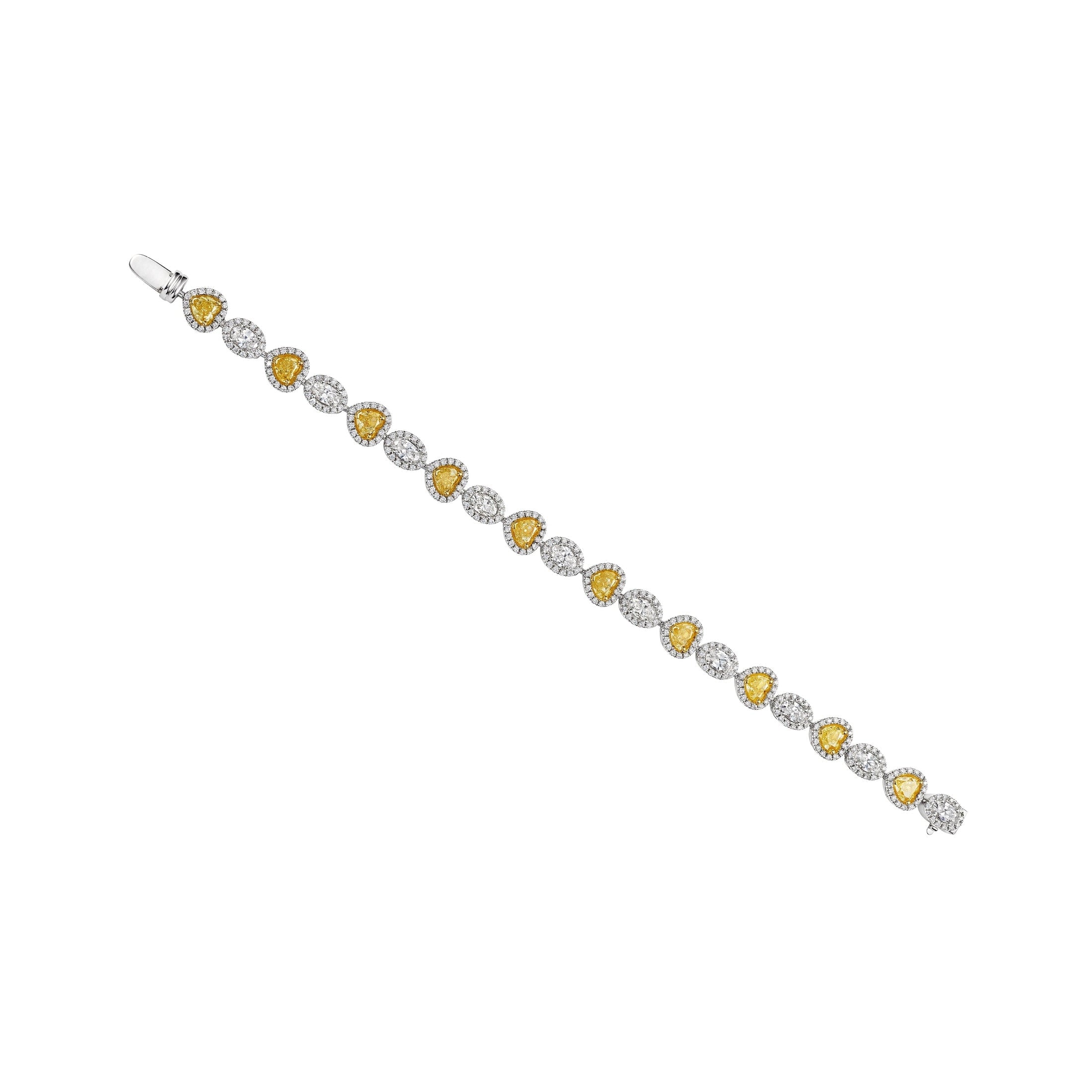 Aphrodite 10.10 Carat Yellow Diamond Halo Bracelet in 18K White Gold Leviev Bracelets Bracelet, Bracelets, Leviev Leviev 