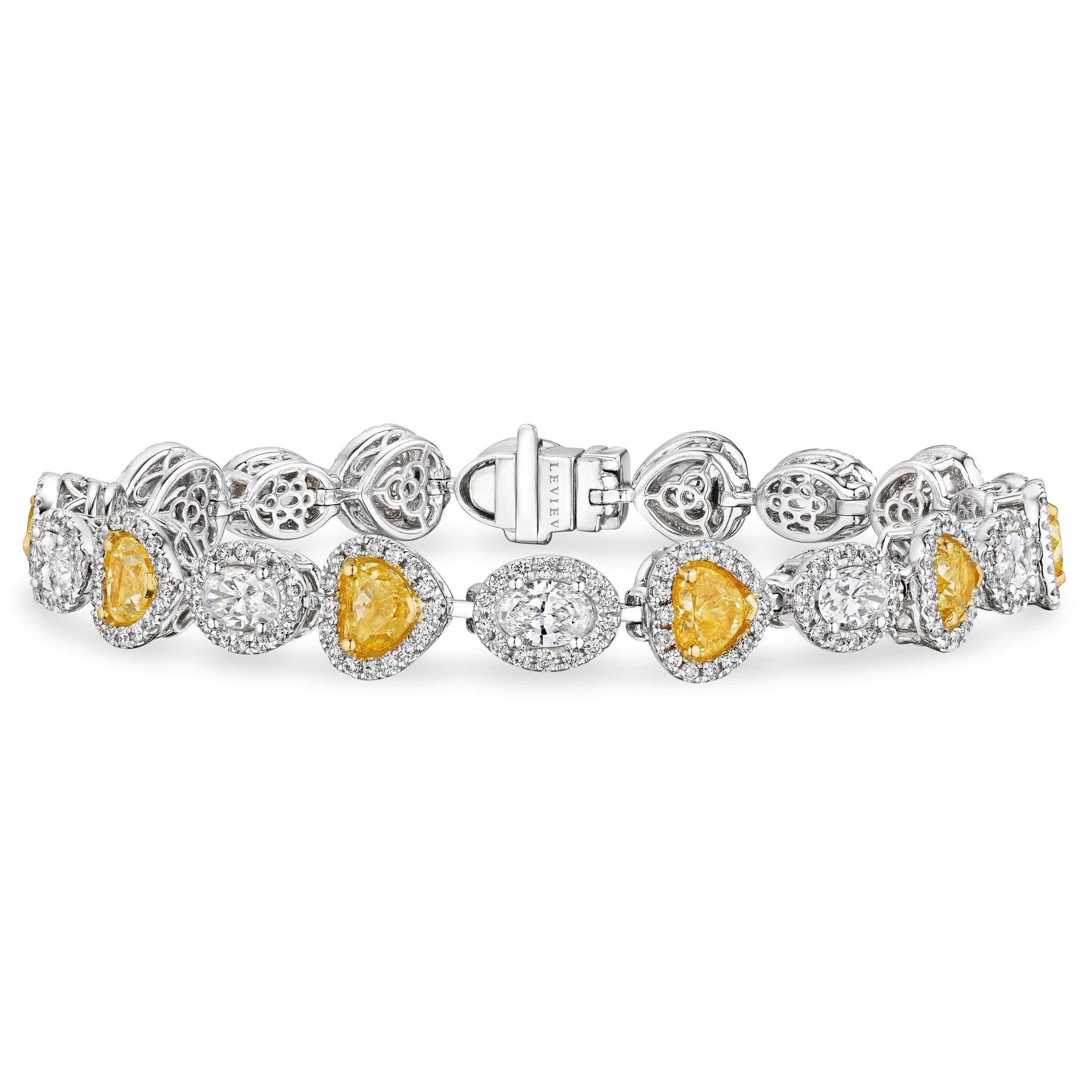 Aphrodite 10.10 Carat Yellow Diamond Halo Bracelet in 18K White Gold Leviev Bracelets Bracelet, Bracelets, Leviev Leviev 