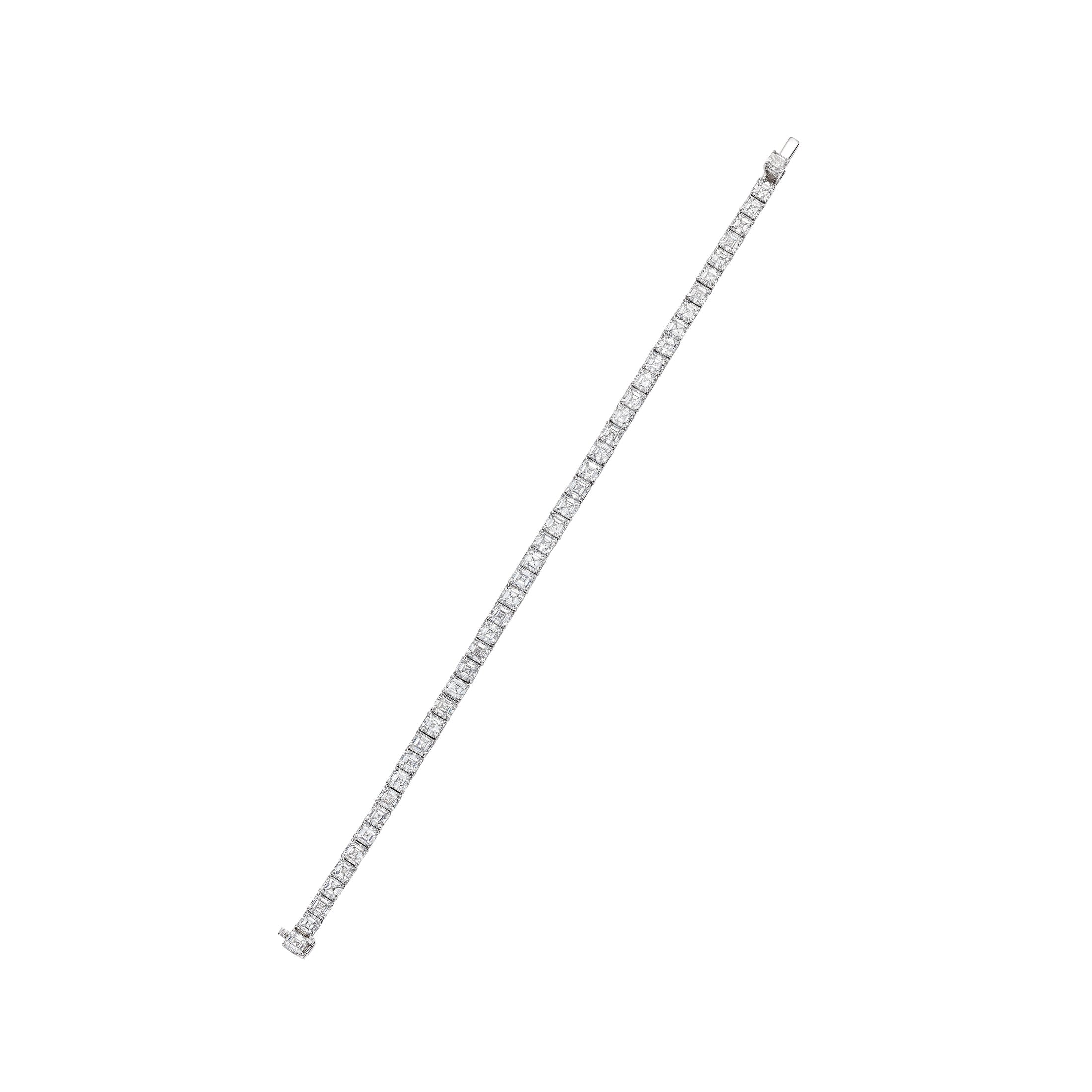 Ariel 10.95 Carat Asscher Cut Diamond Tennis Bracelet in 18K White Gold Leviev Bracelets Bracelet, Bracelets, Leviev Leviev 