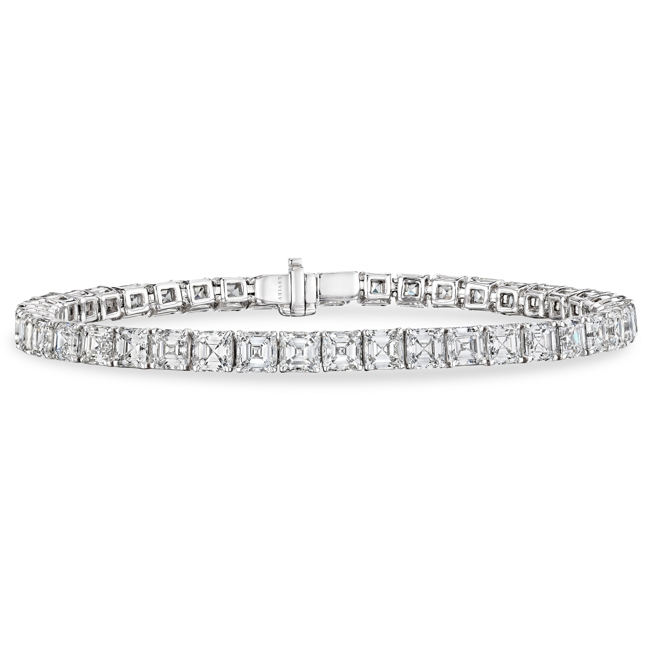 Ariel 10.95 Carat Asscher Cut Diamond Tennis Bracelet in 18K White Gold Leviev Bracelets Bracelet, Bracelets, Leviev Leviev 