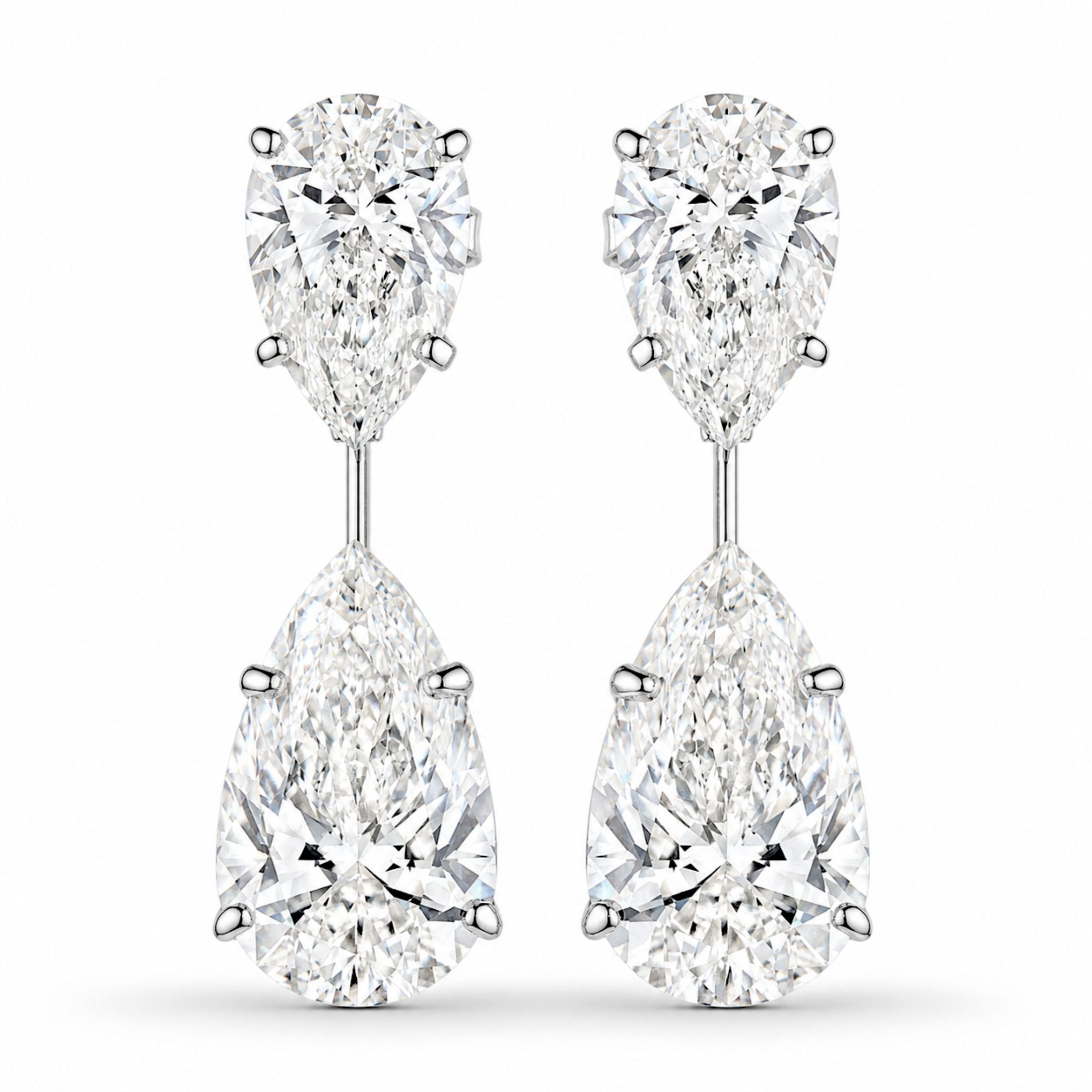 Arkfall Pears 18.08 Carat Diamond Earrings in Platinum