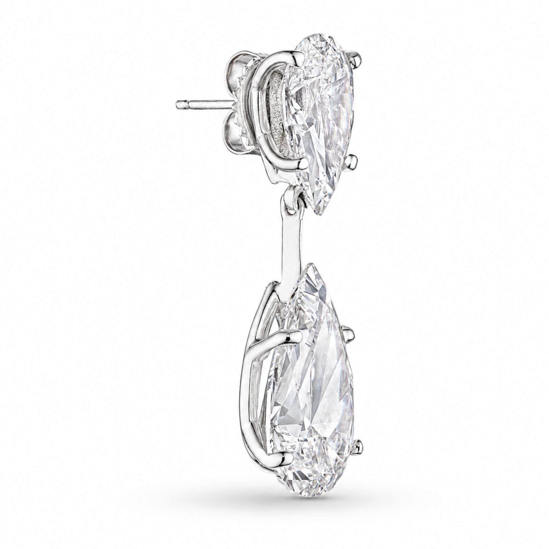 Arkfall Pears 18.08 Carat Diamond Earrings in Platinum