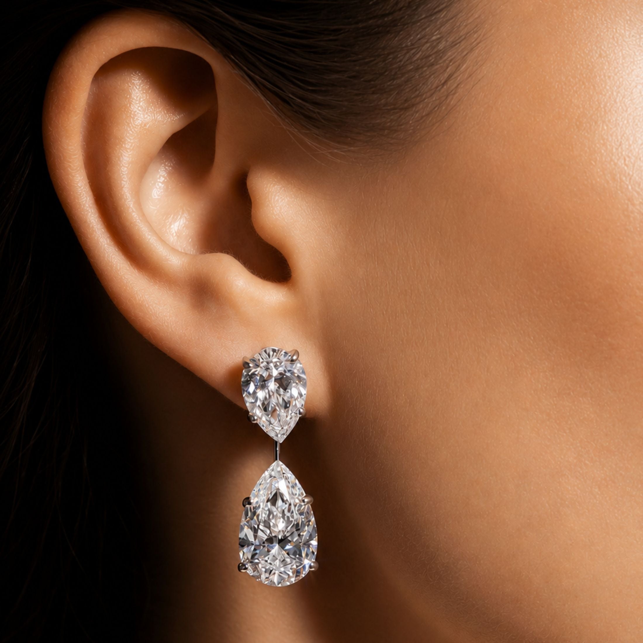 Arkfall Pears 18.08 Carat Diamond Earrings in Platinum