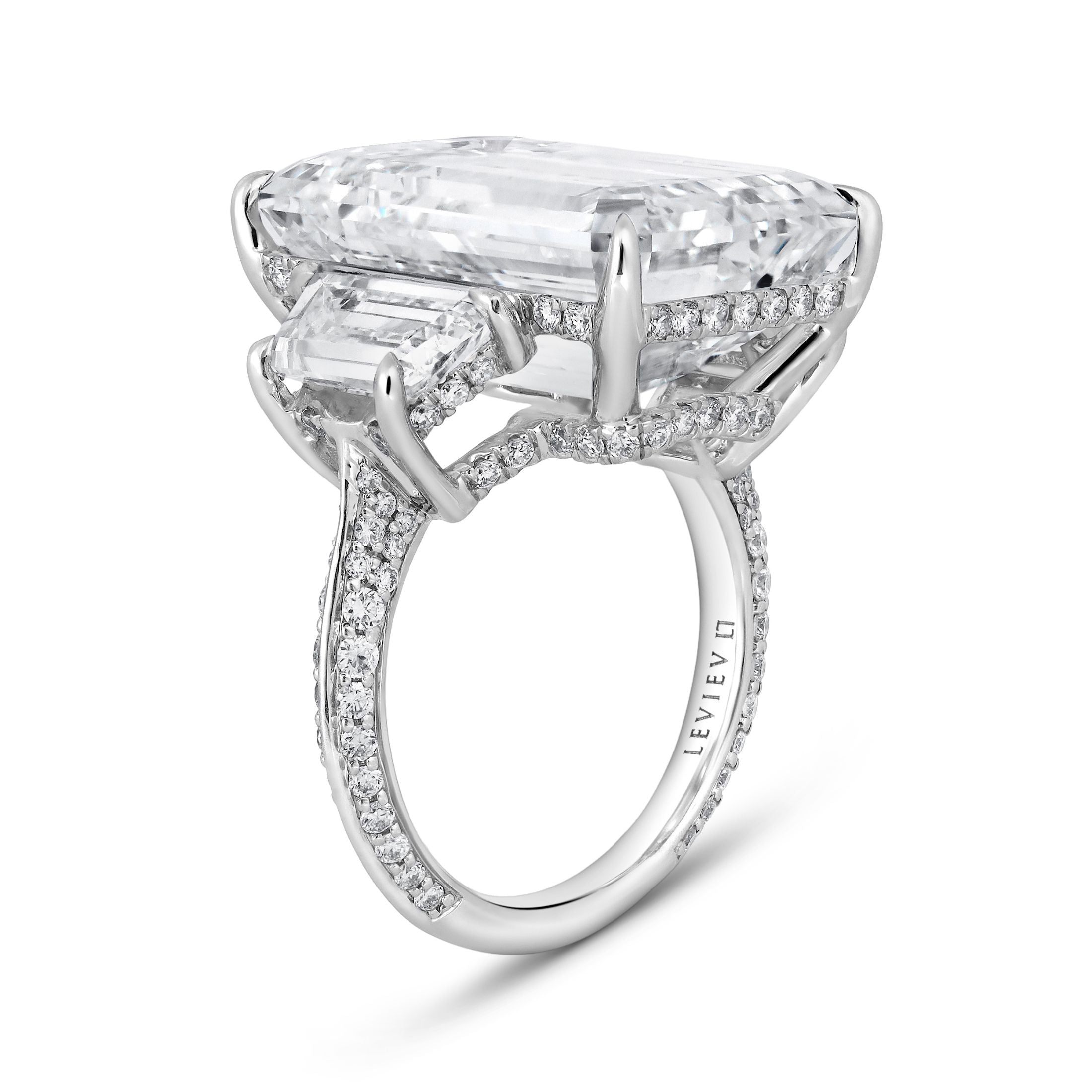 Arosa 26.34 Carat Emerald Cut Diamond Ring in 18K White Gold