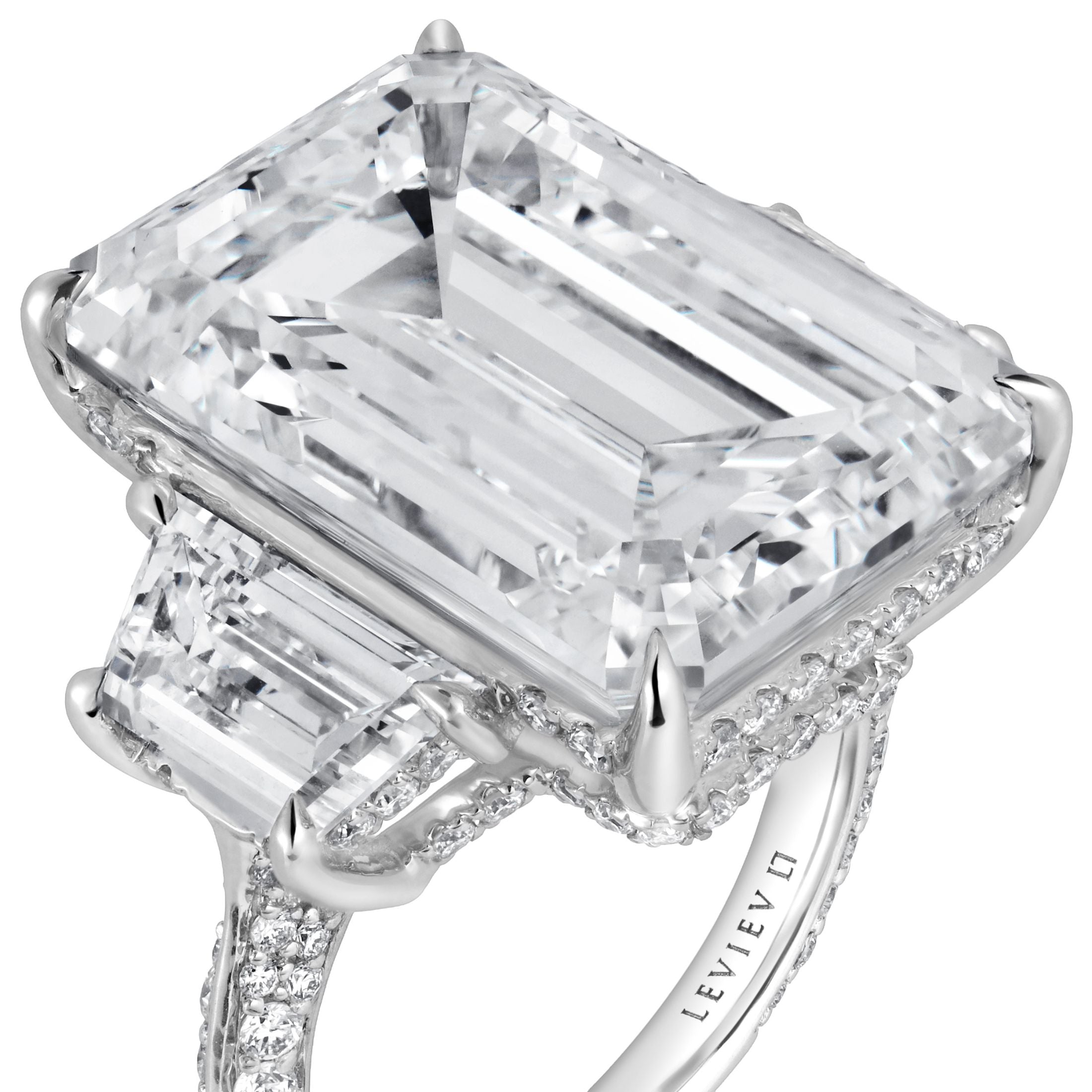 Arosa 26.34 Carat Emerald Cut Diamond Ring in 18K White Gold