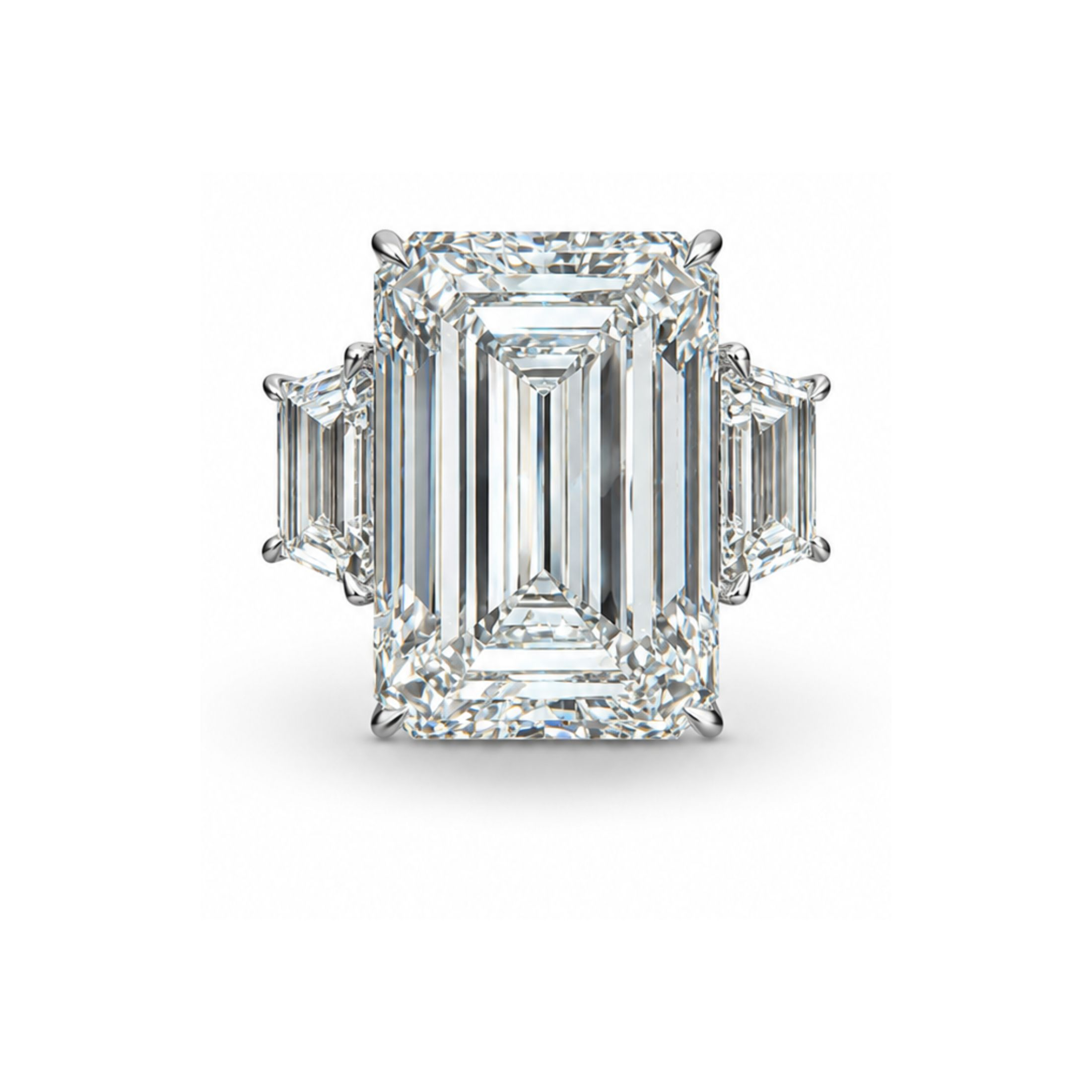 Arosa 26.34 Carat Emerald Cut Diamond Ring in 18K White Gold