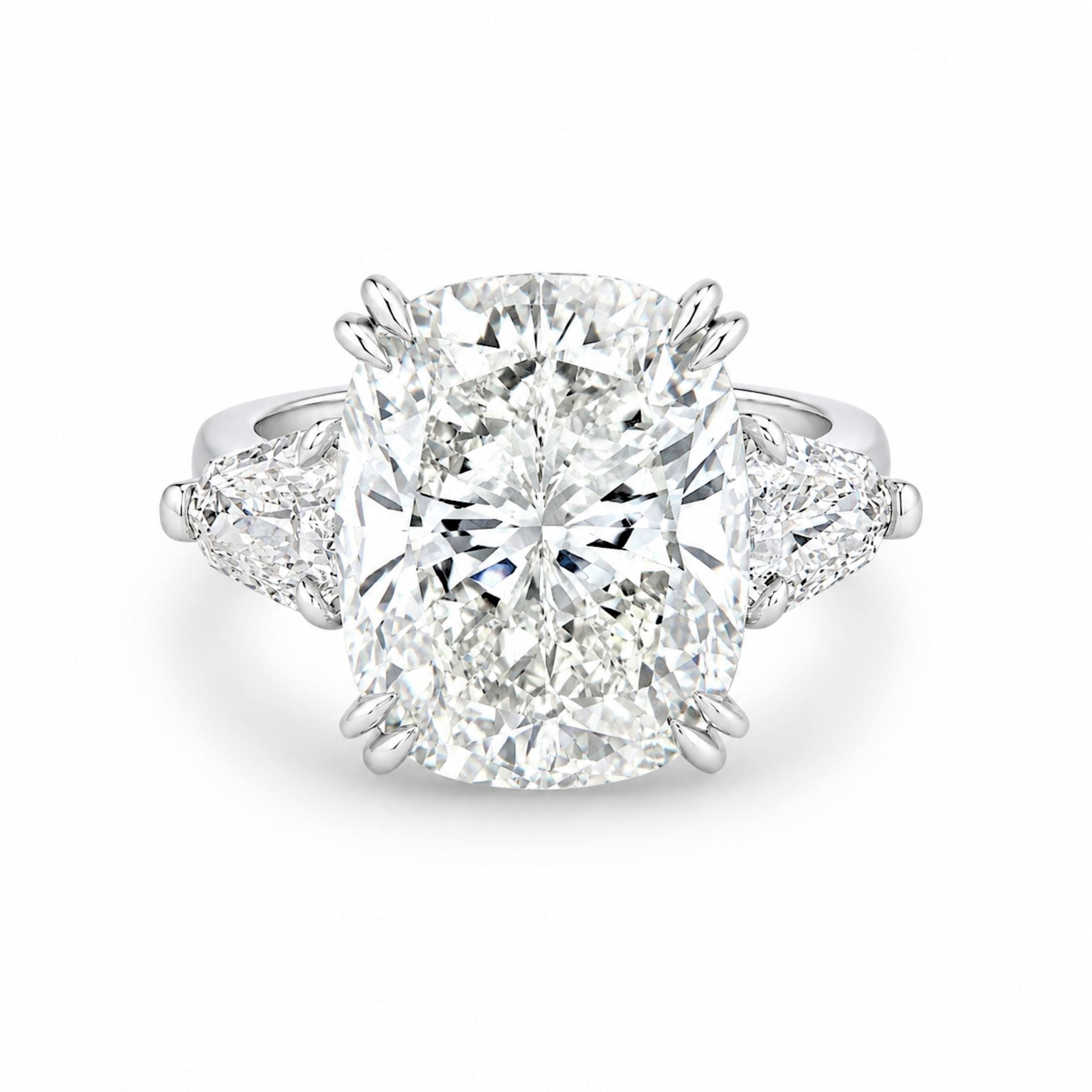 Ashford 10.99 Carat Cushion Cut Diamond Ring with Shield Cut Diamonds in Platinum