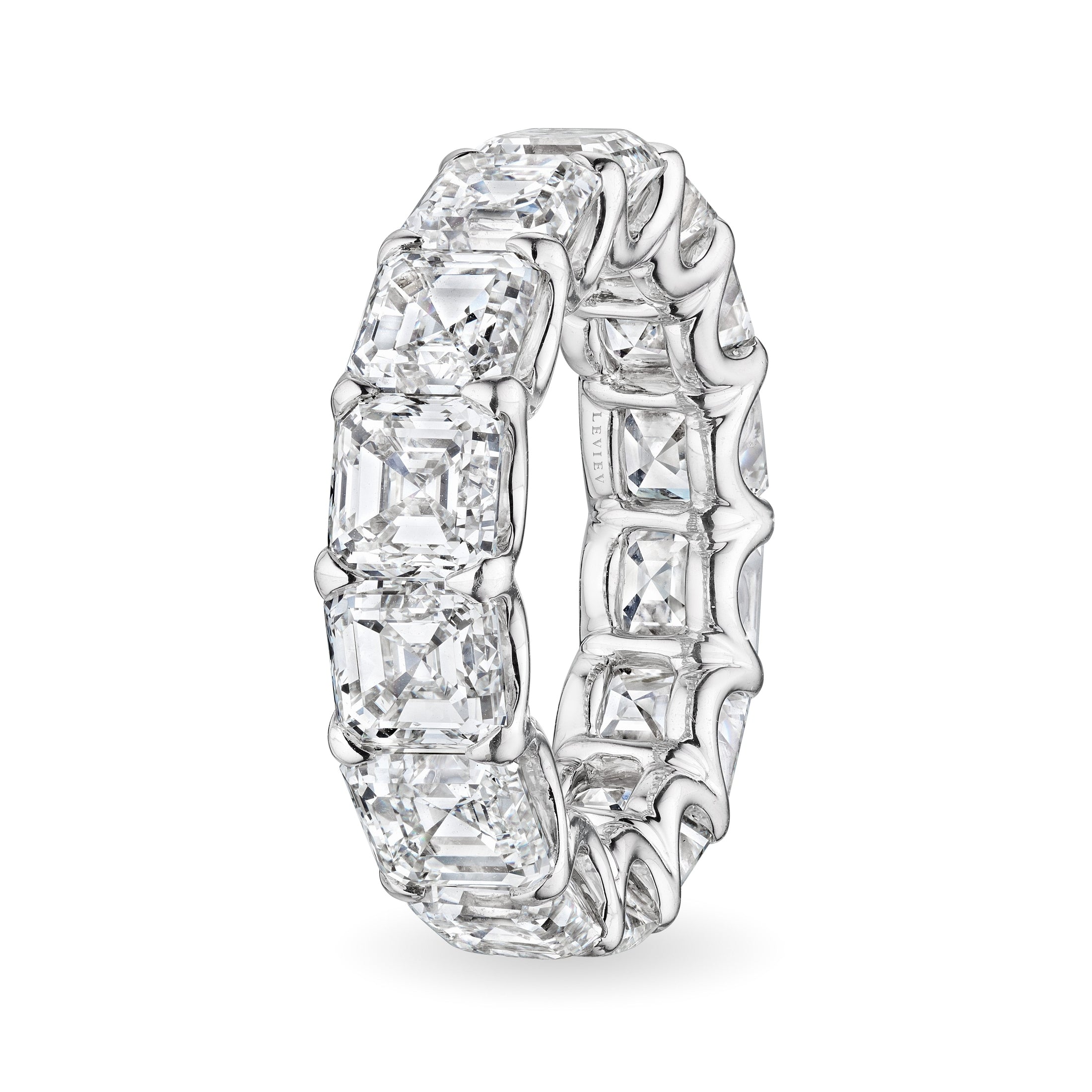 Asscher Cut Diamond Eternity Band, 14 CT Leviev Rings Rings Leviev 
