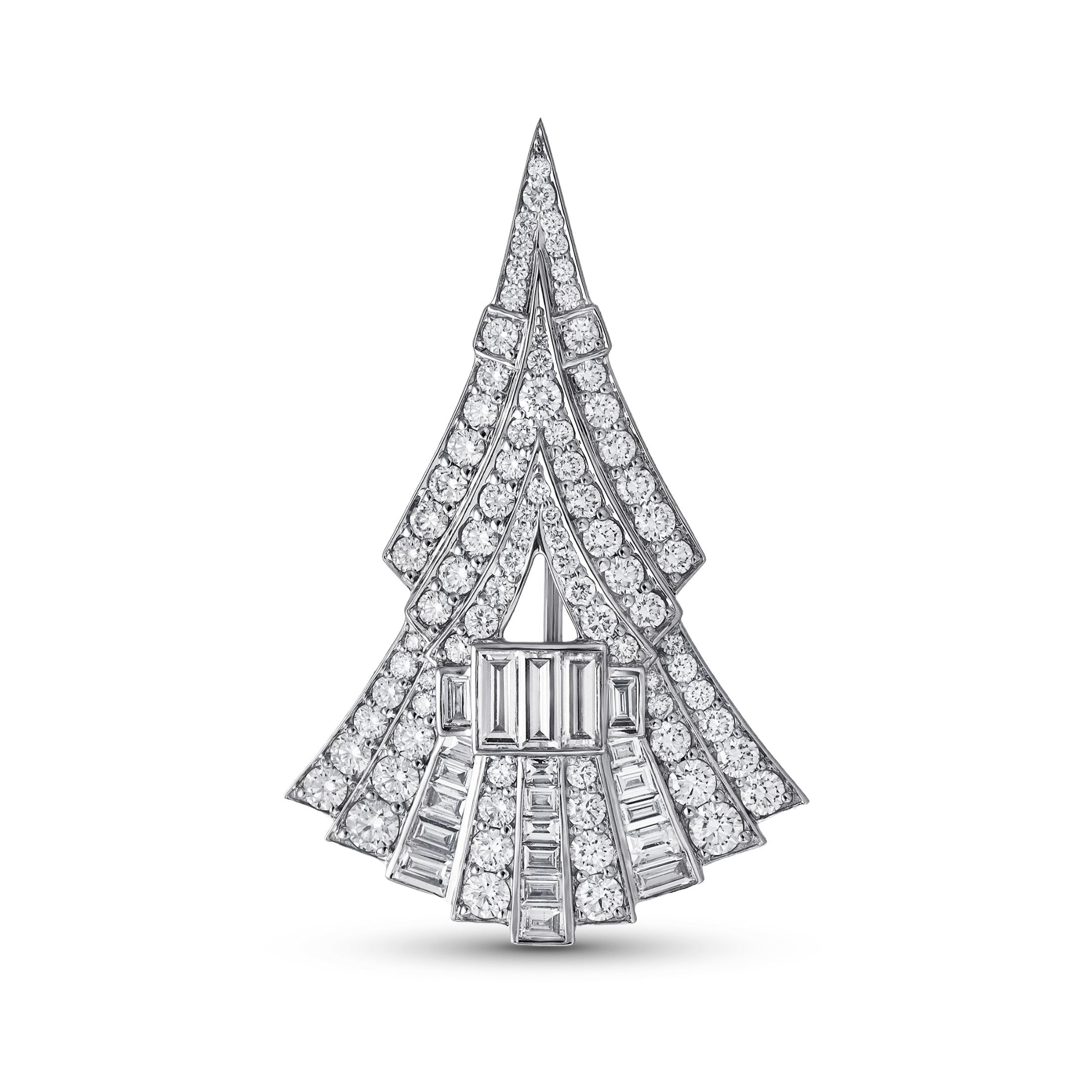 Astor 3.20 Carat Diamond Brooch in 18K White Gold