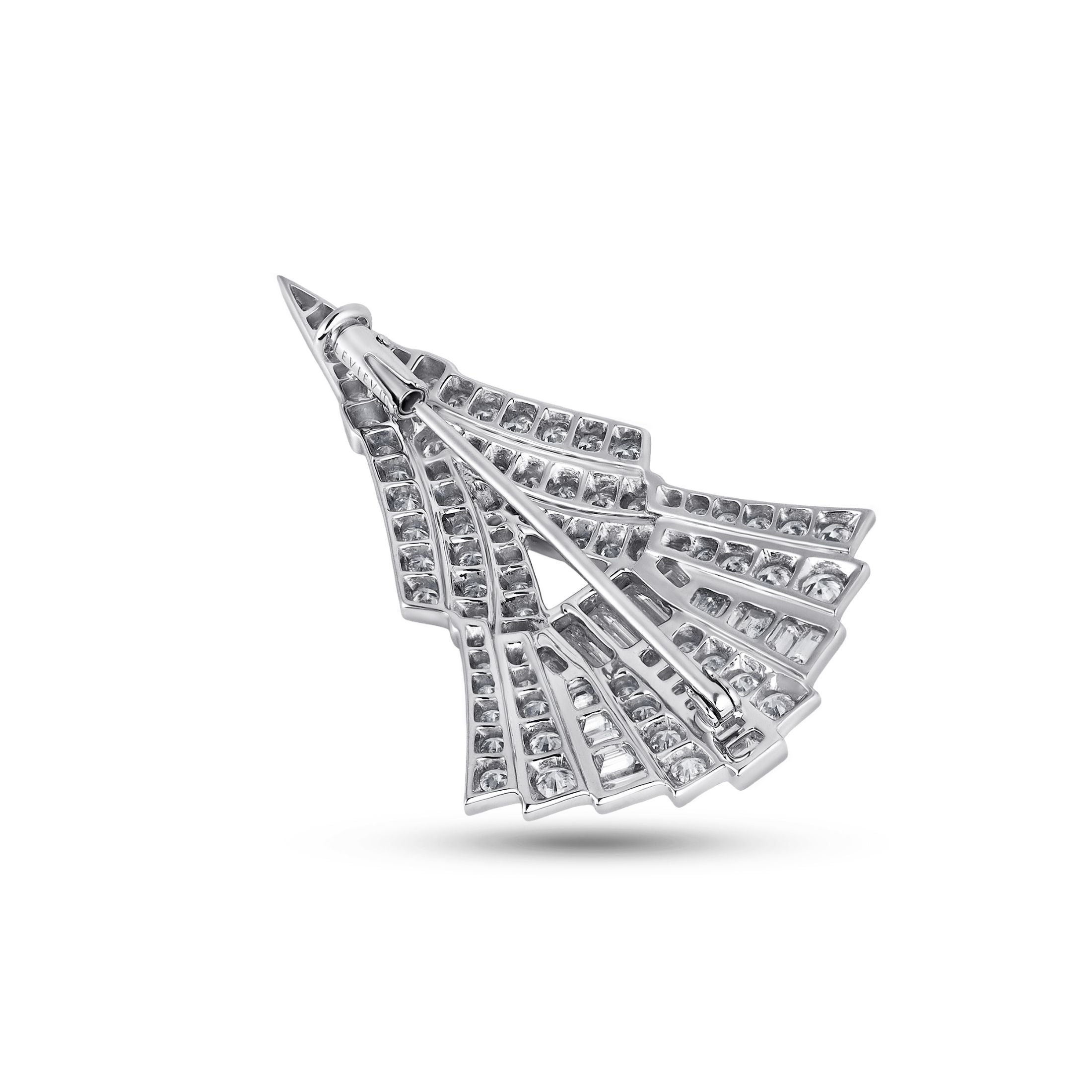 Astor 3.20 Carat Diamond Brooch in 18K White Gold