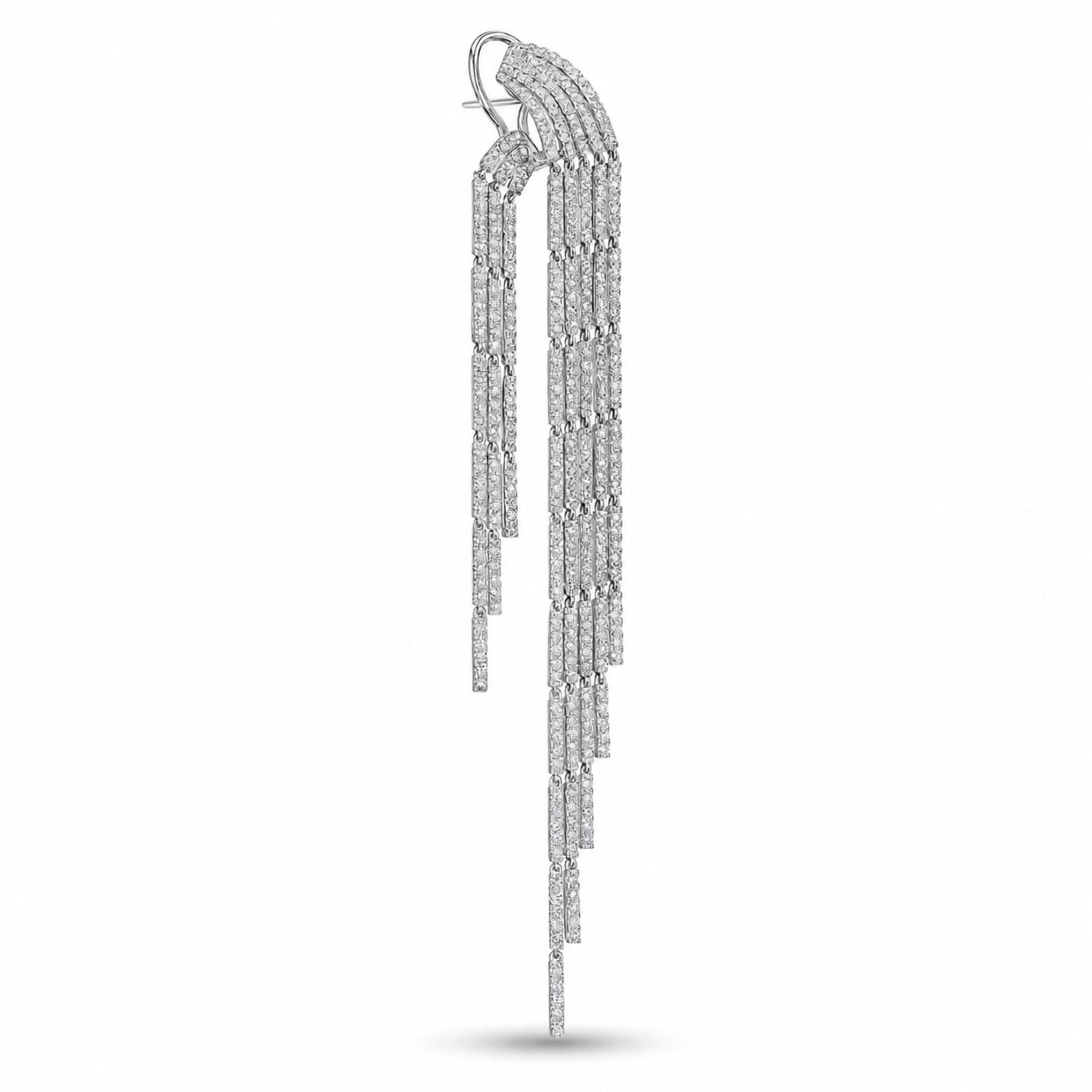 Astral Rain 8.25 Carat Diamond Dangle Earrings in 18K White Gold
