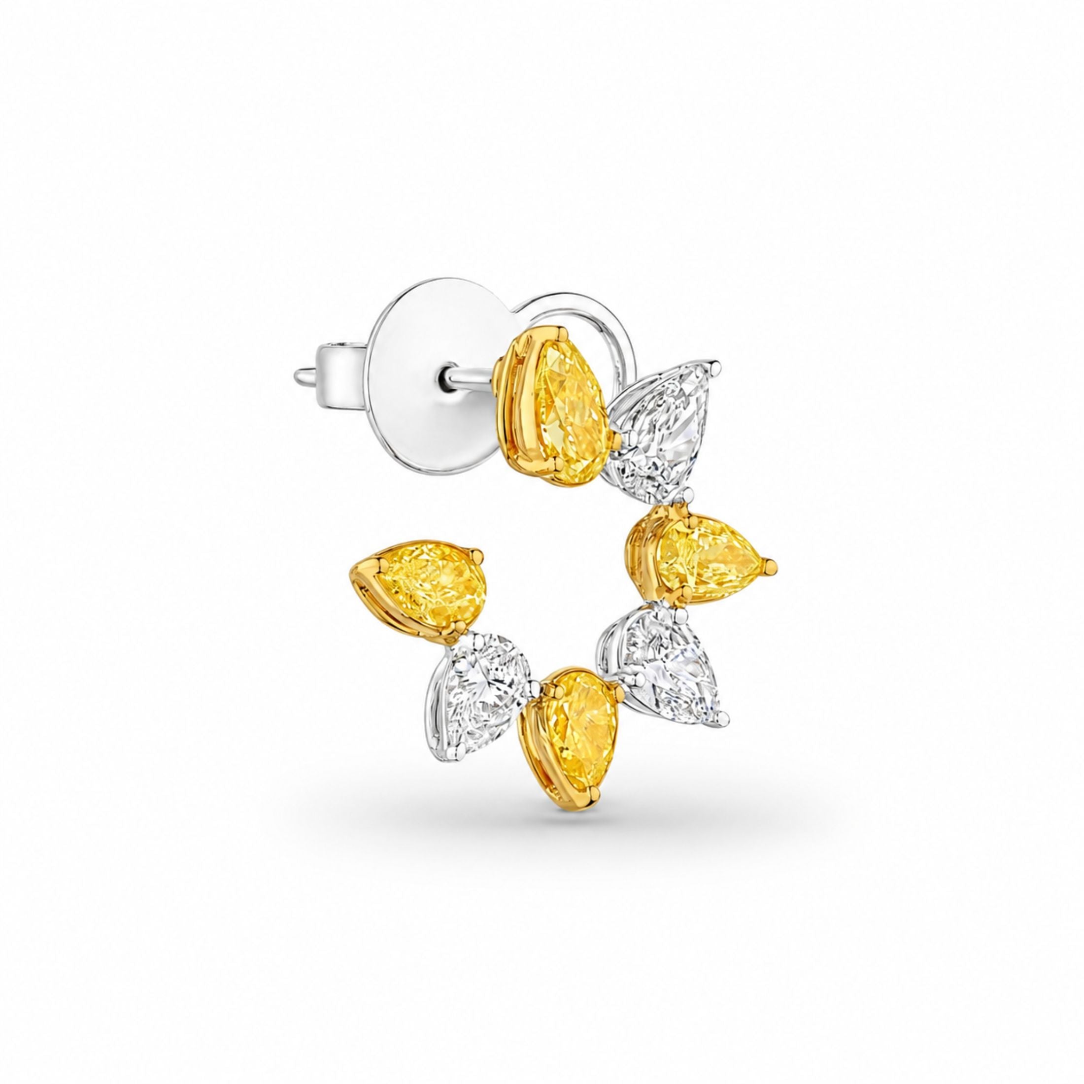 Aurelia 4.41 Carat Yellow & White Diamond Earrings in 18K White Gold