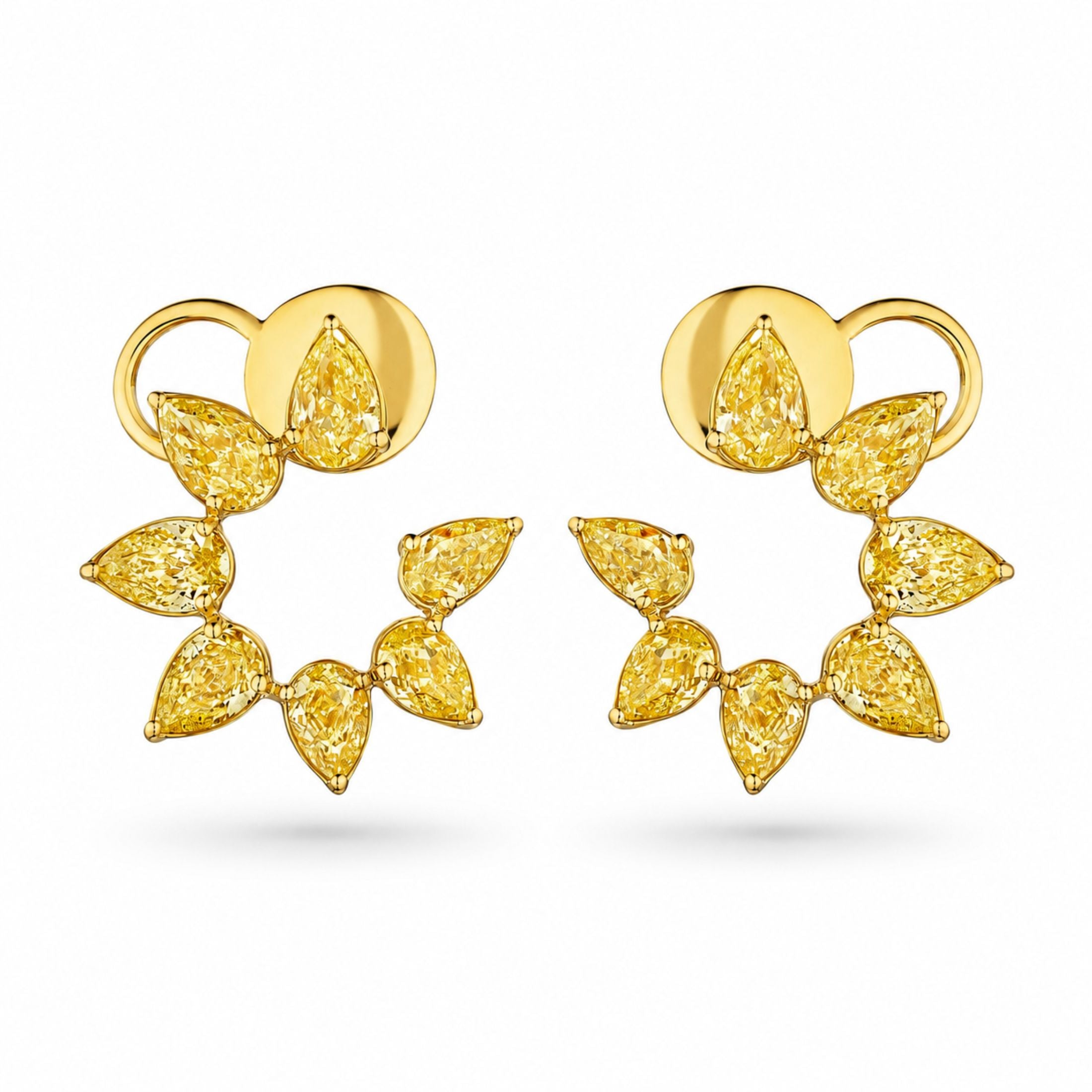 Leviev Aurelia Sun yellow diamond earrings in 18K white gold with pear-cut stones