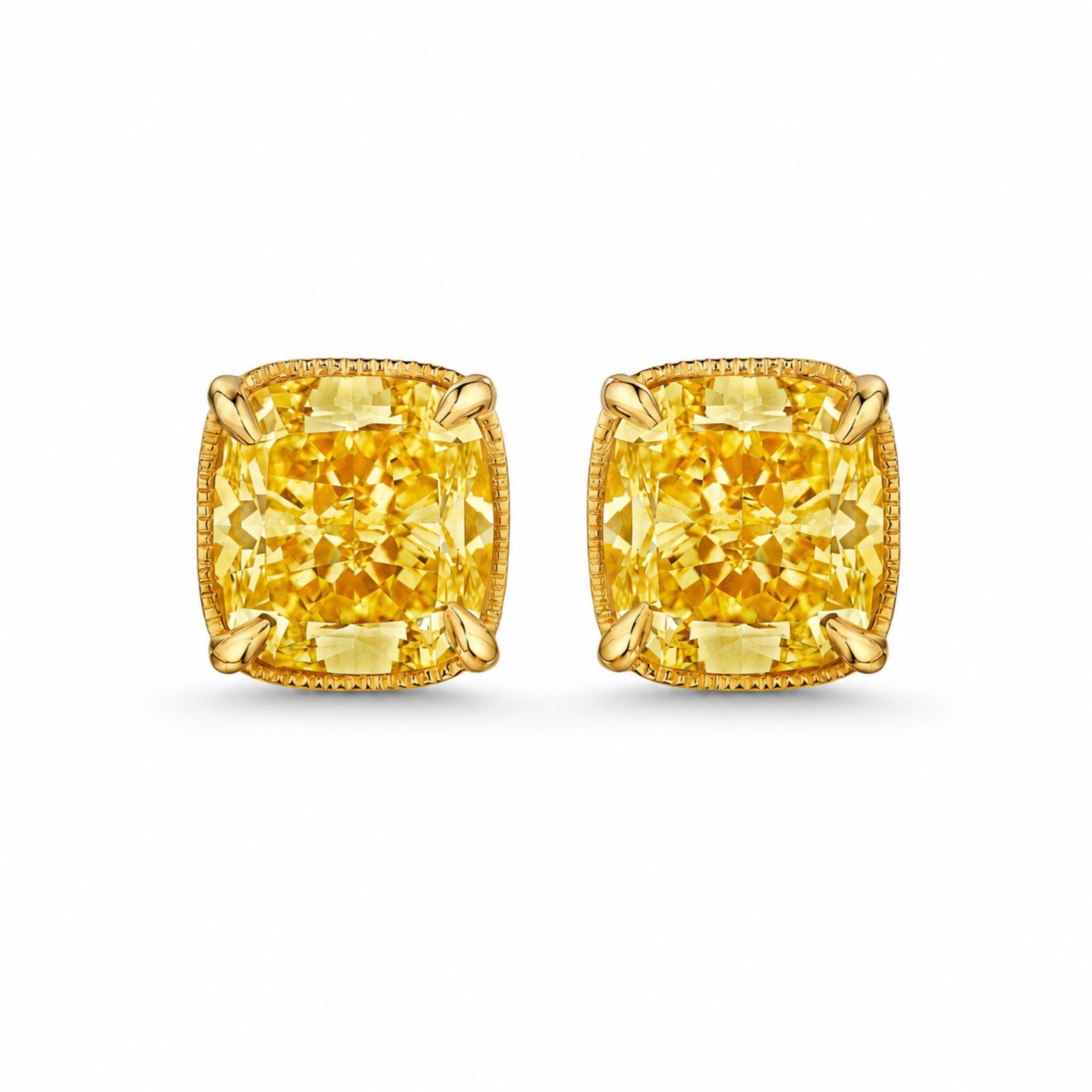 Aurevienne 5.24 Carat Yellow Diamond Stud Earrings in 18K Gold