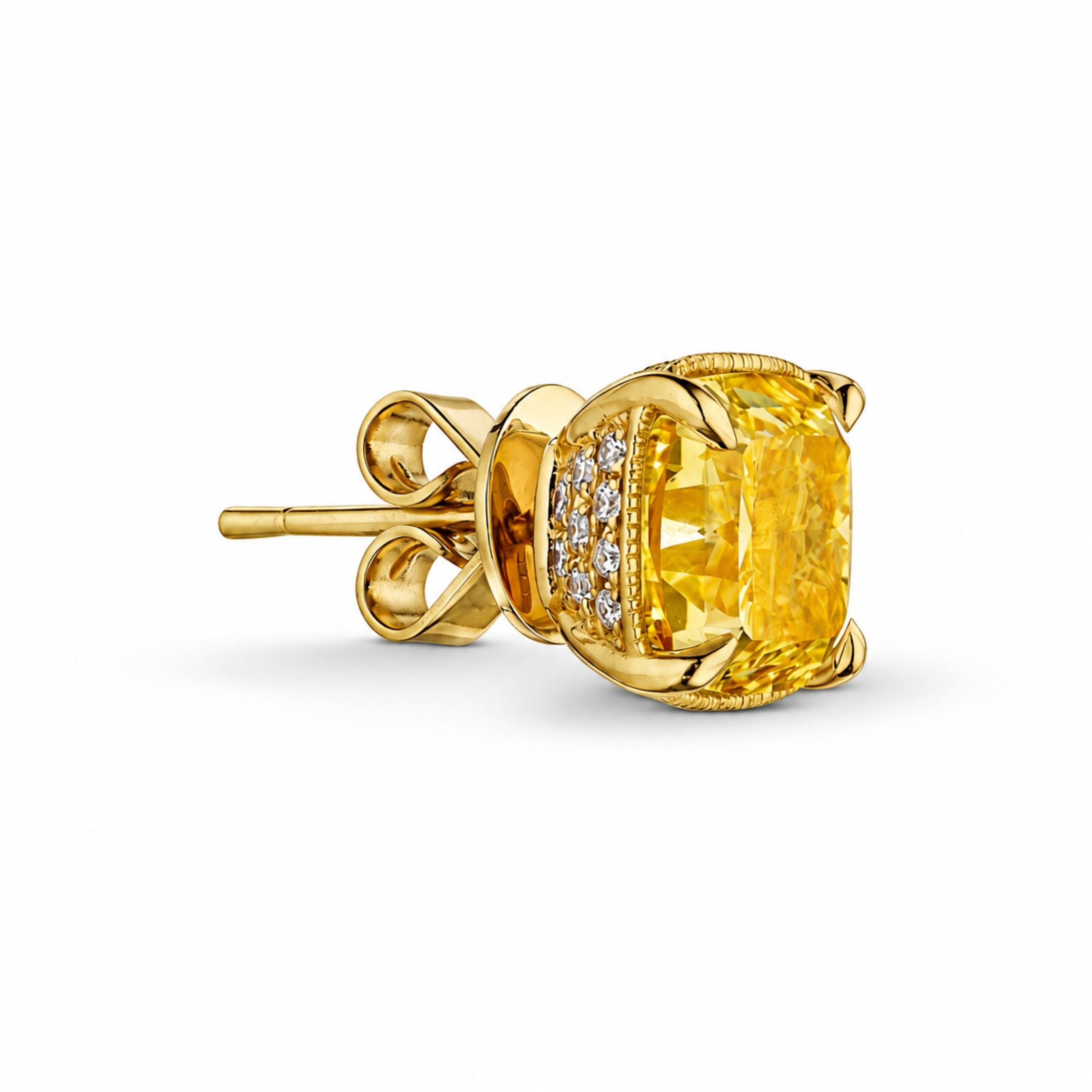 Aurevienne 5.24 Carat Yellow Diamond Stud Earrings in 18K Gold