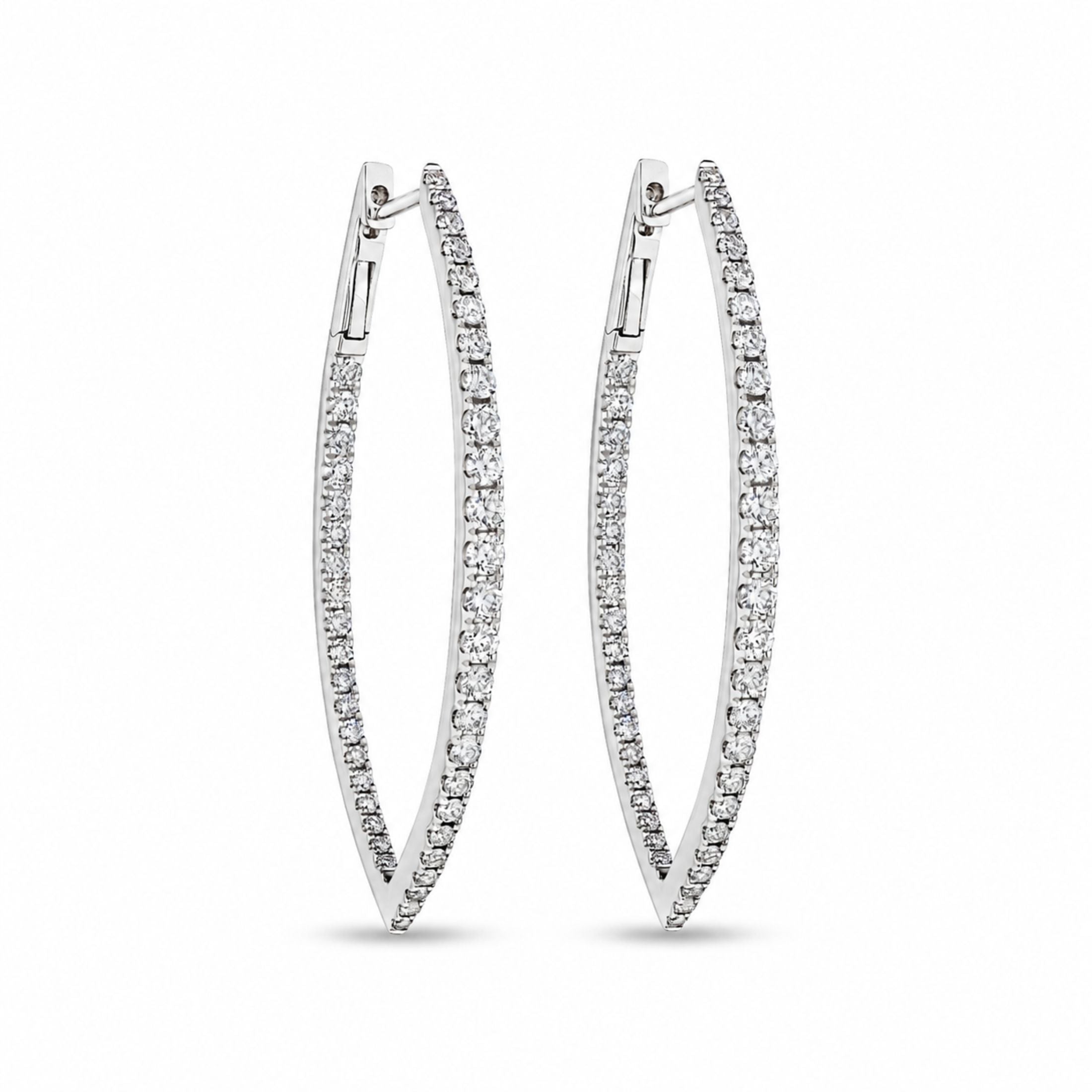 Leviev Auric Whisper white gold diamond hoop earrings with elongated teardrop shape