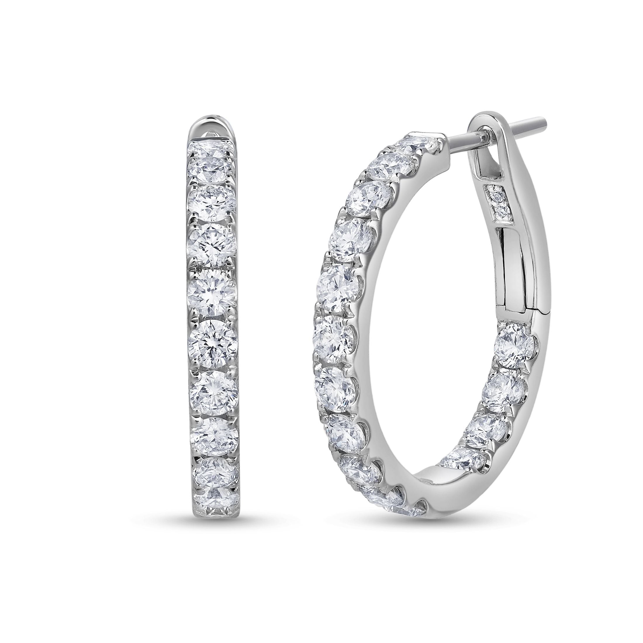 Avery 1.39 Carat Diamond Hoop Earrings in 18K White Gold