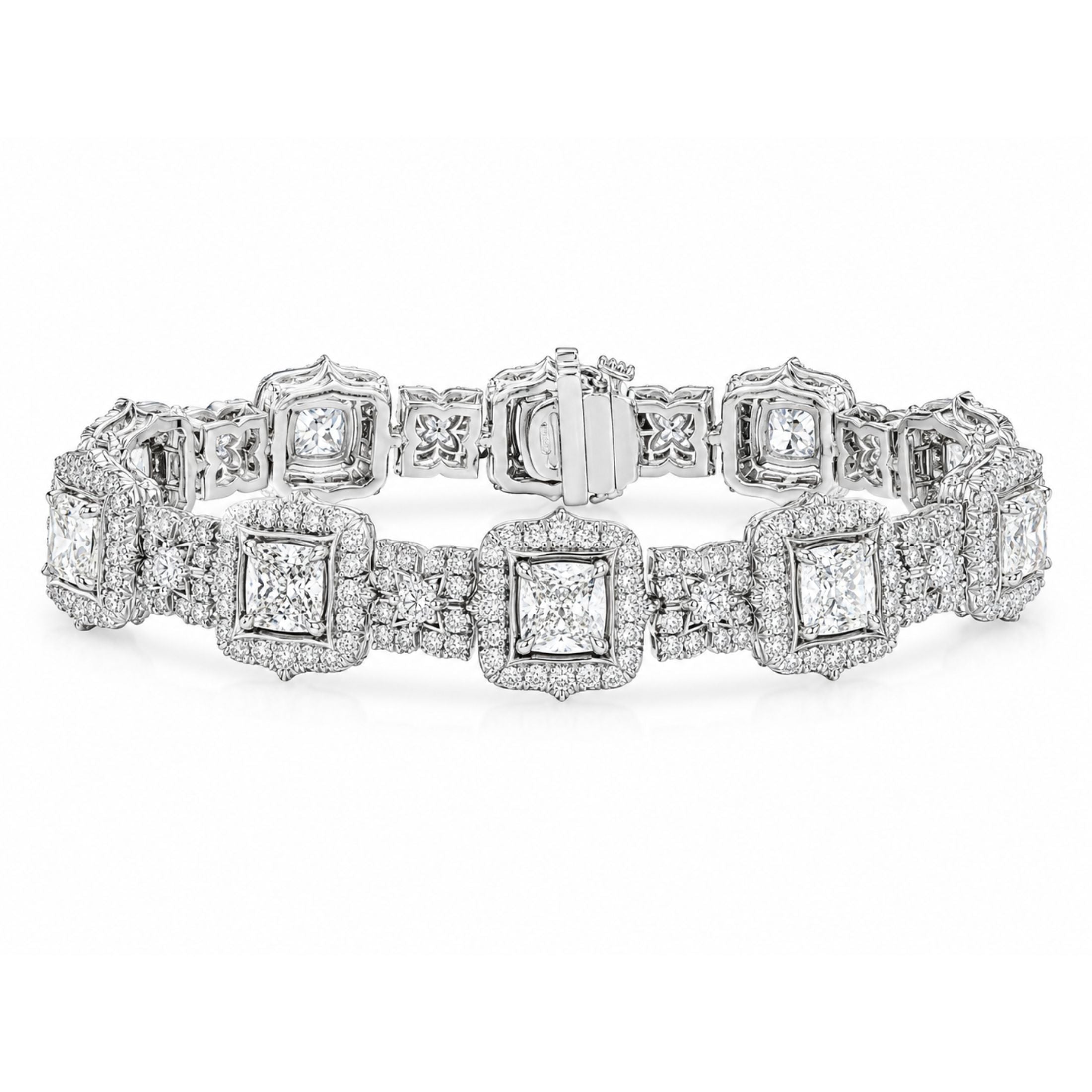 Crownstone 17.95 Carat Cushion Cut Diamond Bracelet in Platinum