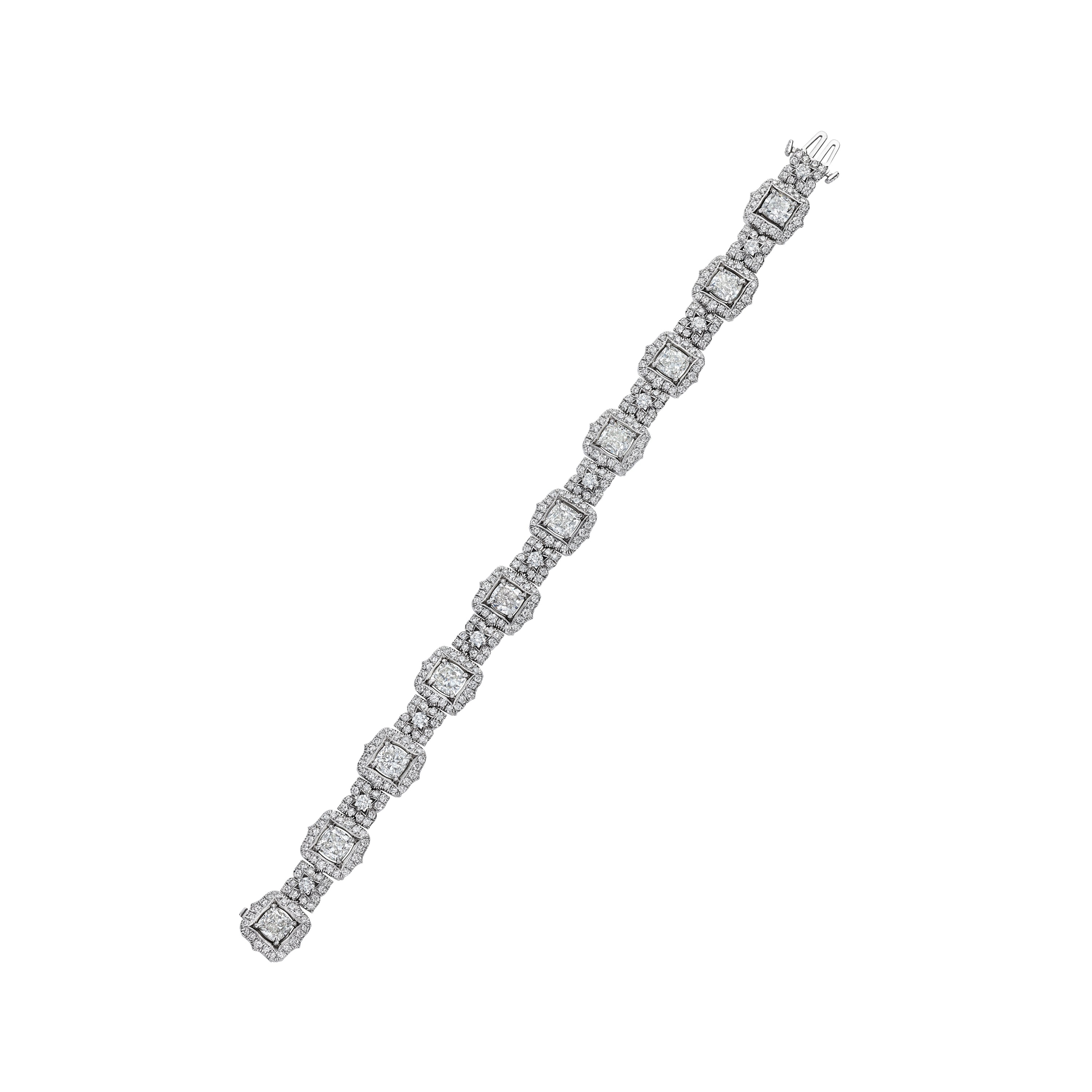 Cushion Cut Diamond Bracelet, 11 CT - LEVIEV