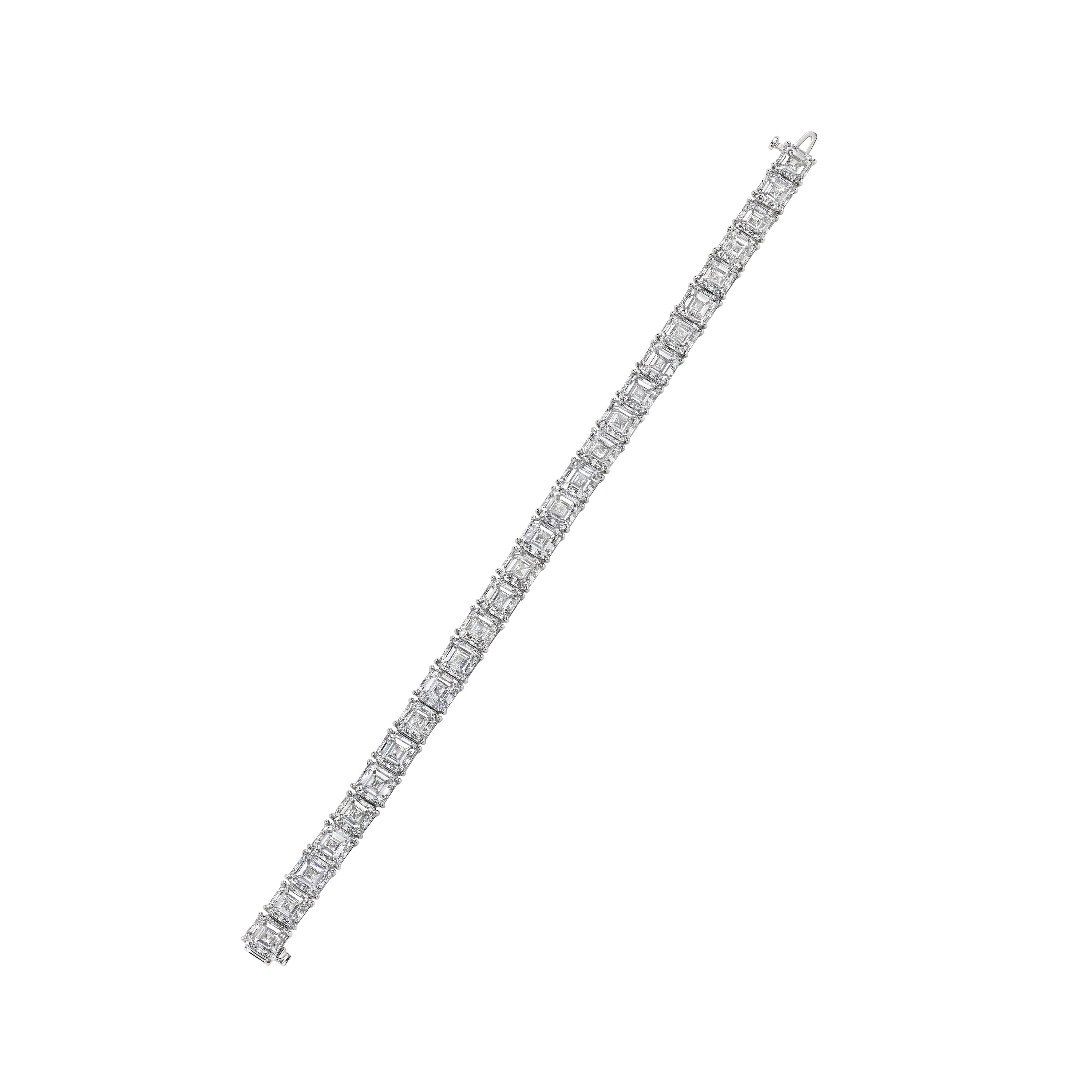 Asscher Cut Diamond Tennis Bracelet, 40.5 CT - LEVIEV