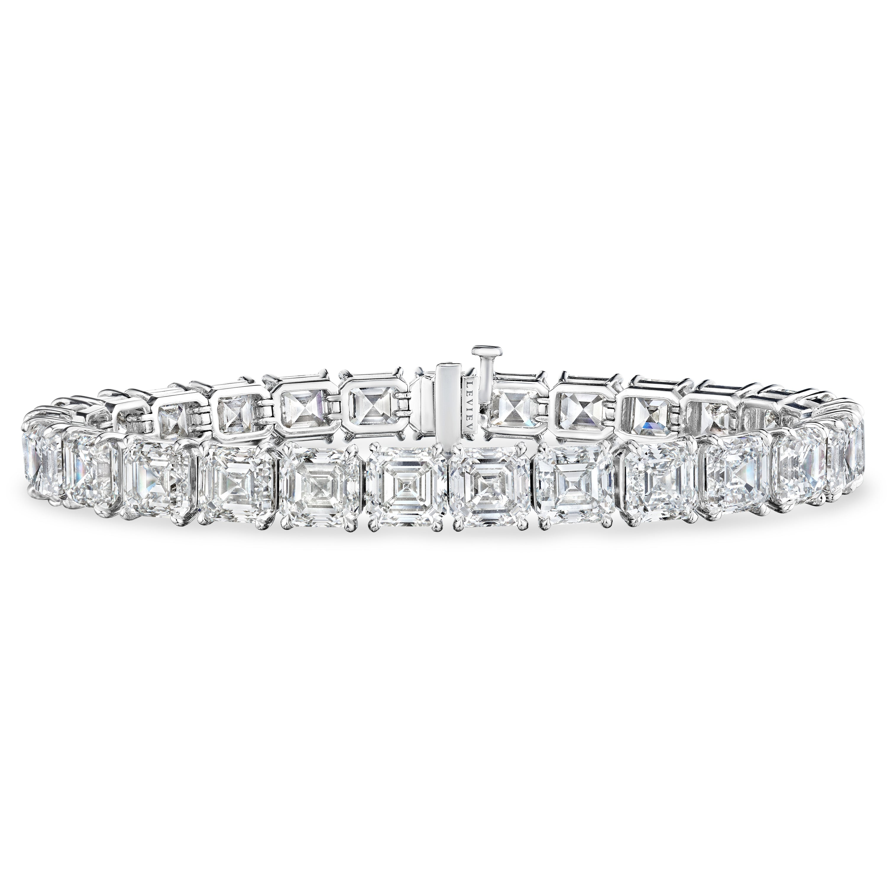 Asscher Cut Diamond Tennis Bracelet, 40.5 CT - LEVIEV