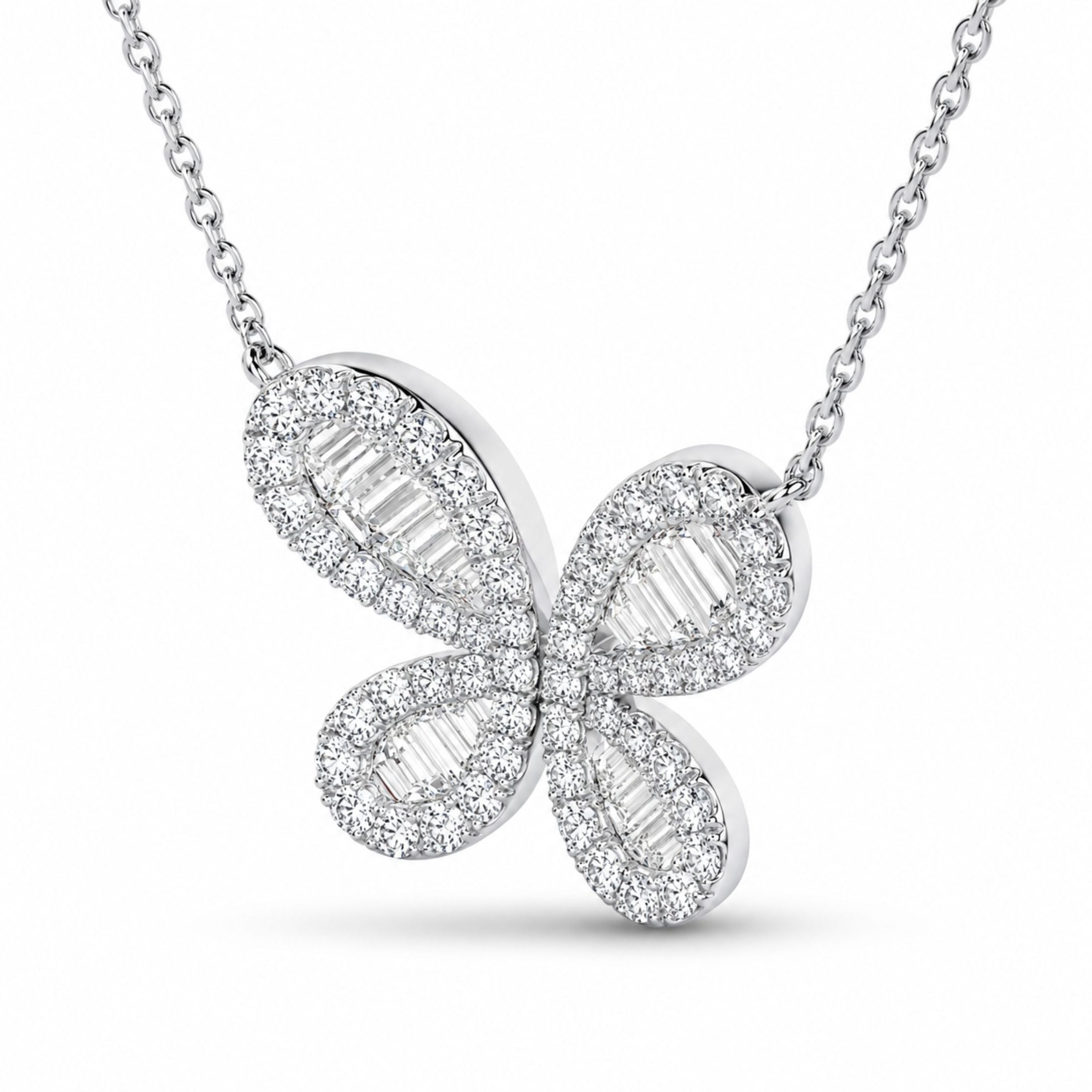 Leviev Baguette Butterfly .60ct Diamond Necklace in 18K White Gold