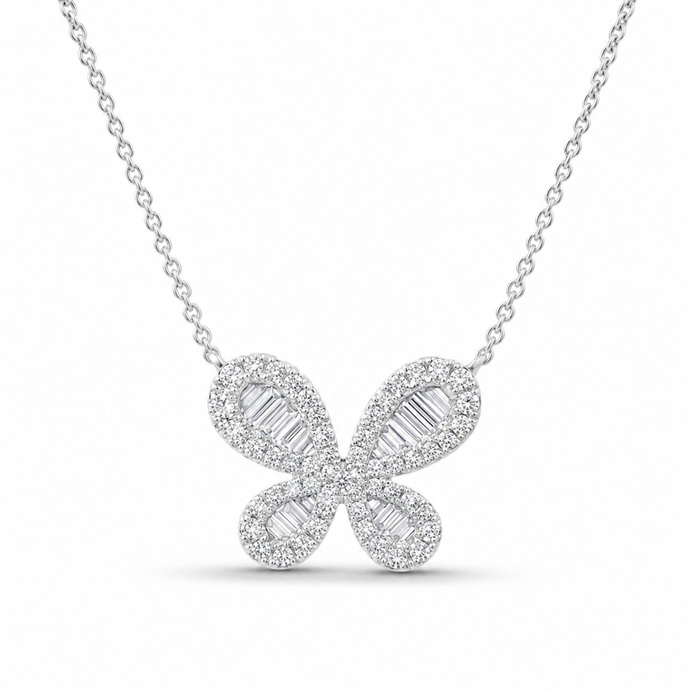 Leviev Baguette Butterfly .60ct Diamond Necklace in 18K White Gold