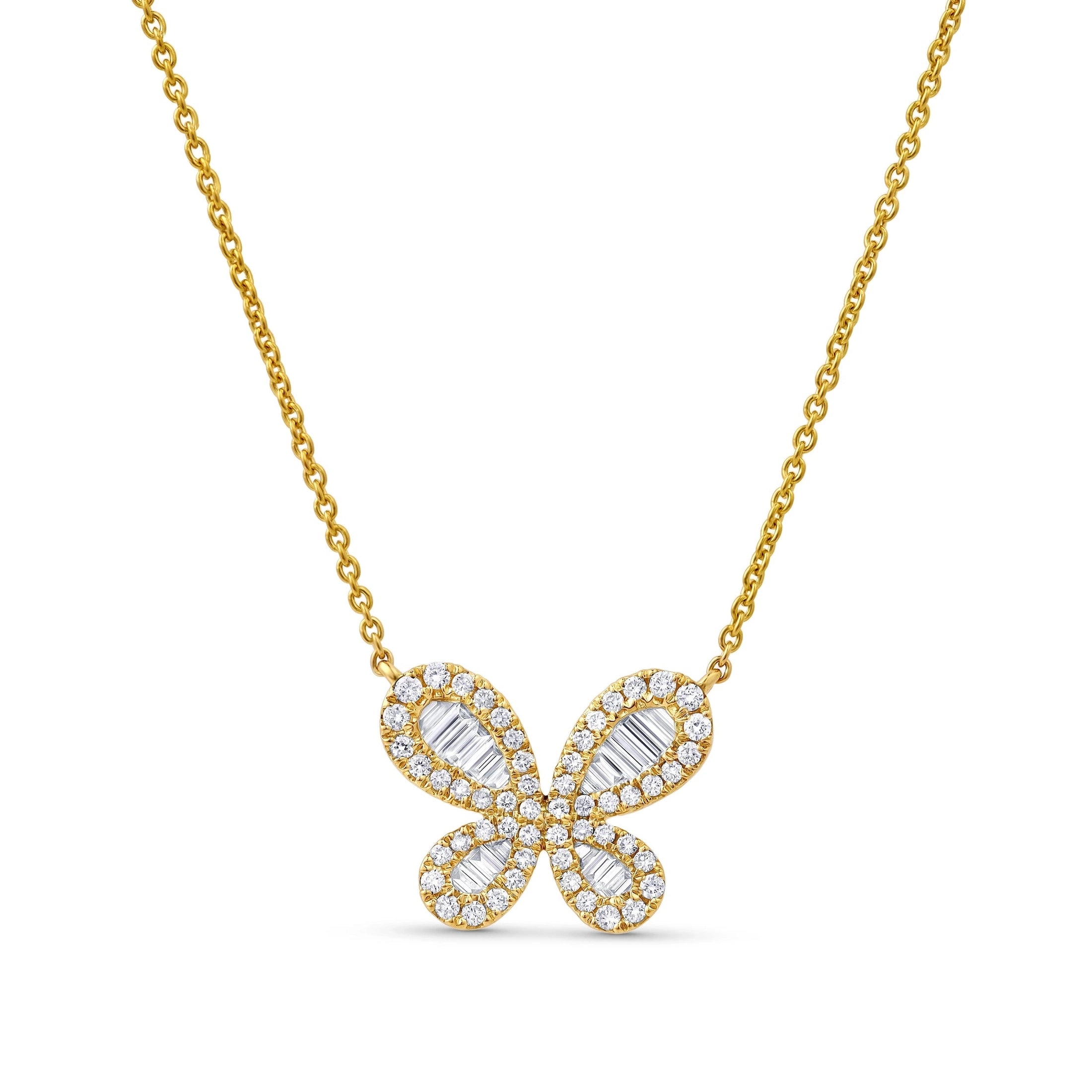 Baguette Diamond Butterfly Necklace in 18K Gold Leviev Necklaces 18k Gold, 18k Gold Necklace, 18k White Gold, 18K White Gold Necklace, Butterfly, Butterfly Jewelry, Butterfly Necklace, Butterfly Pendant, Everyday Necklace, Leviev, Leviev Necklace, Luxury Butterfly Necklace, Meaningful Jewelry Gift, Natural Baguette, Necklaces, Pendant Necklace, Round Diamond, White Gold & Diamond, White Gold & Diamond Necklace, Women's Jewelry, Women's Necklace, Yellow Gold, Yellow Gold & Diamond, Yellow Gold Ne