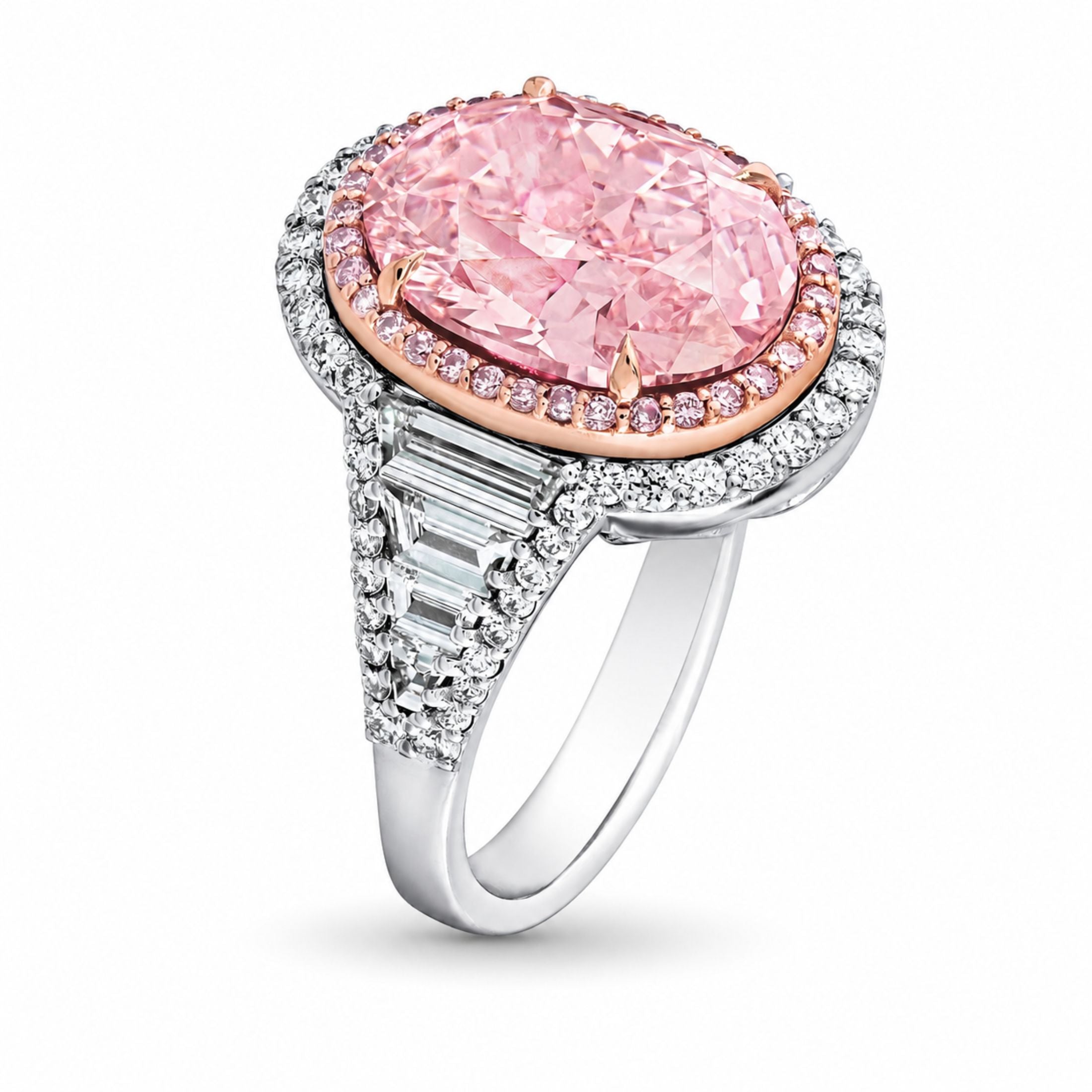 Belle Rose 6.30 Carat Fancy Pink Oval Diamond Ring in 18K White Gold
