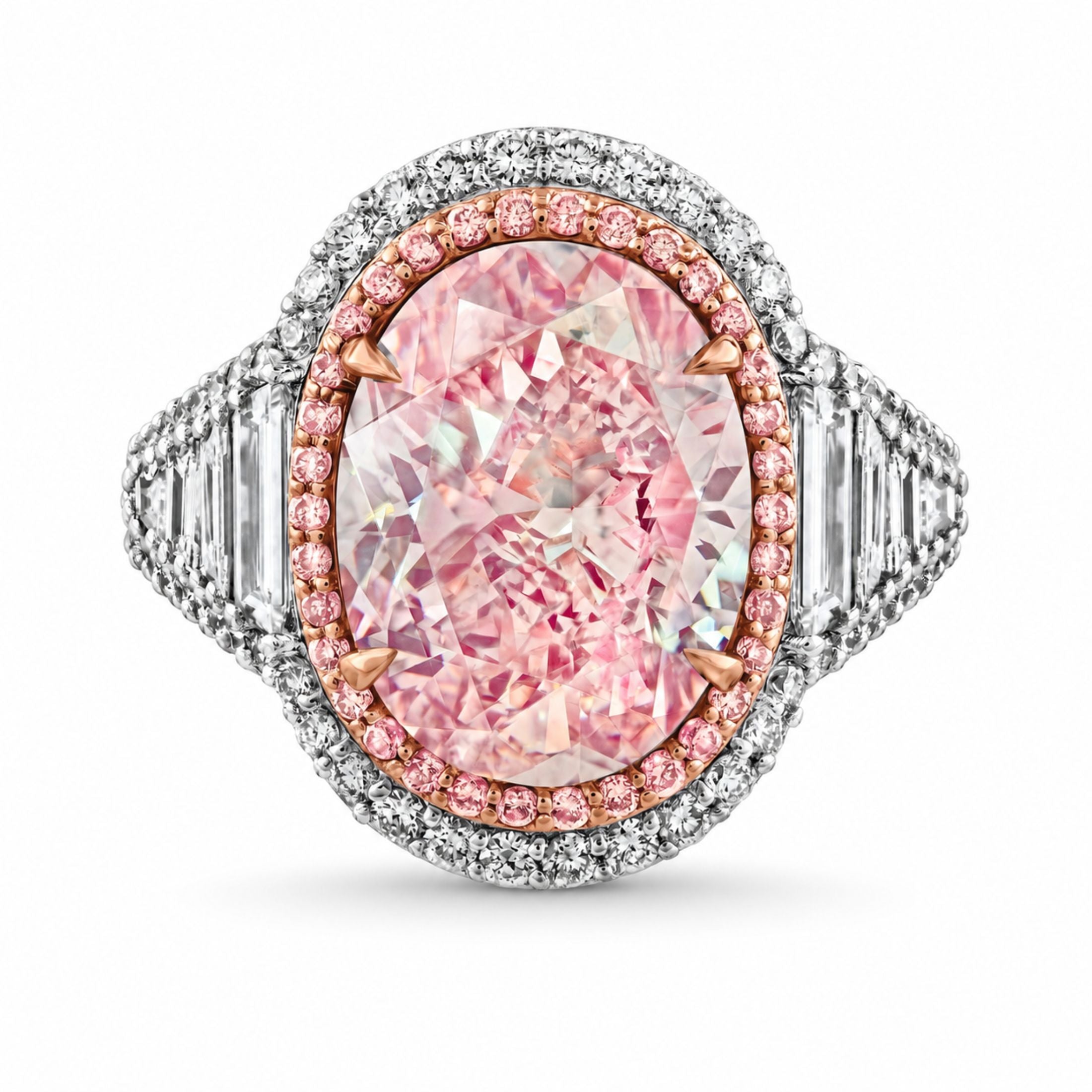 Belle Rose 6.30 Carat Fancy Pink Oval Diamond Ring in 18K White Gold