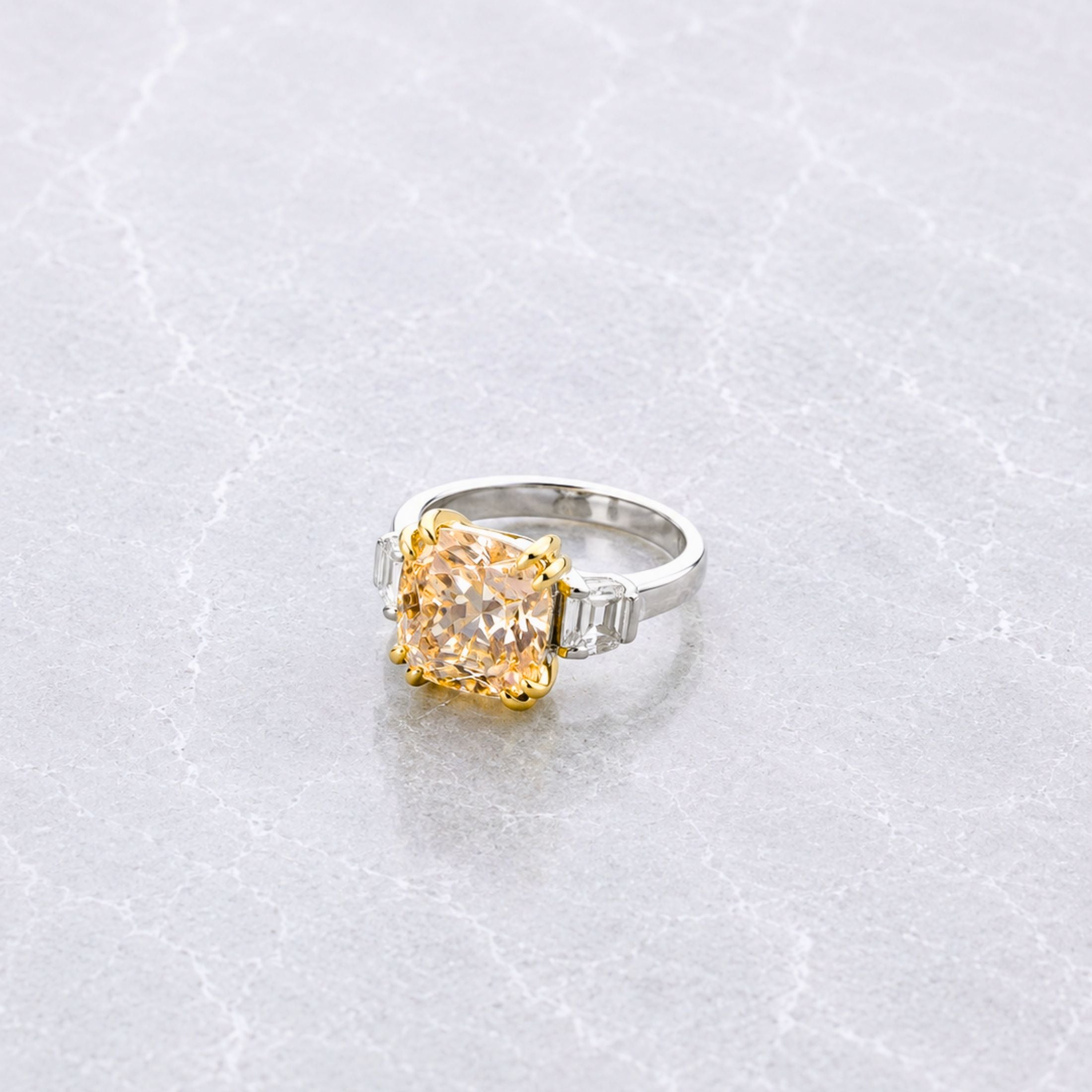 Belvedere Aureo 21.26 Carat Cushion Cut Diamond Trilogy Ring in 18K White Gold