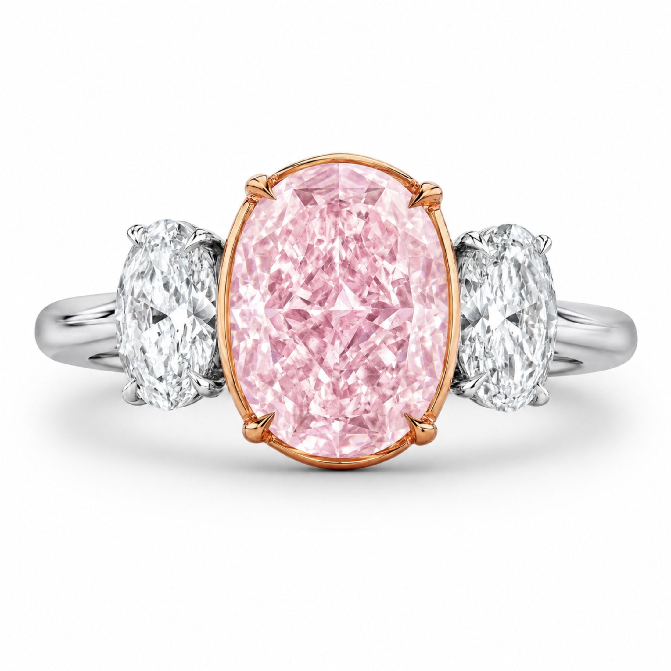 Belvoir 3.48 Oval Fancy Pink Diamond Ring in 18K Rose Gold & Platinum