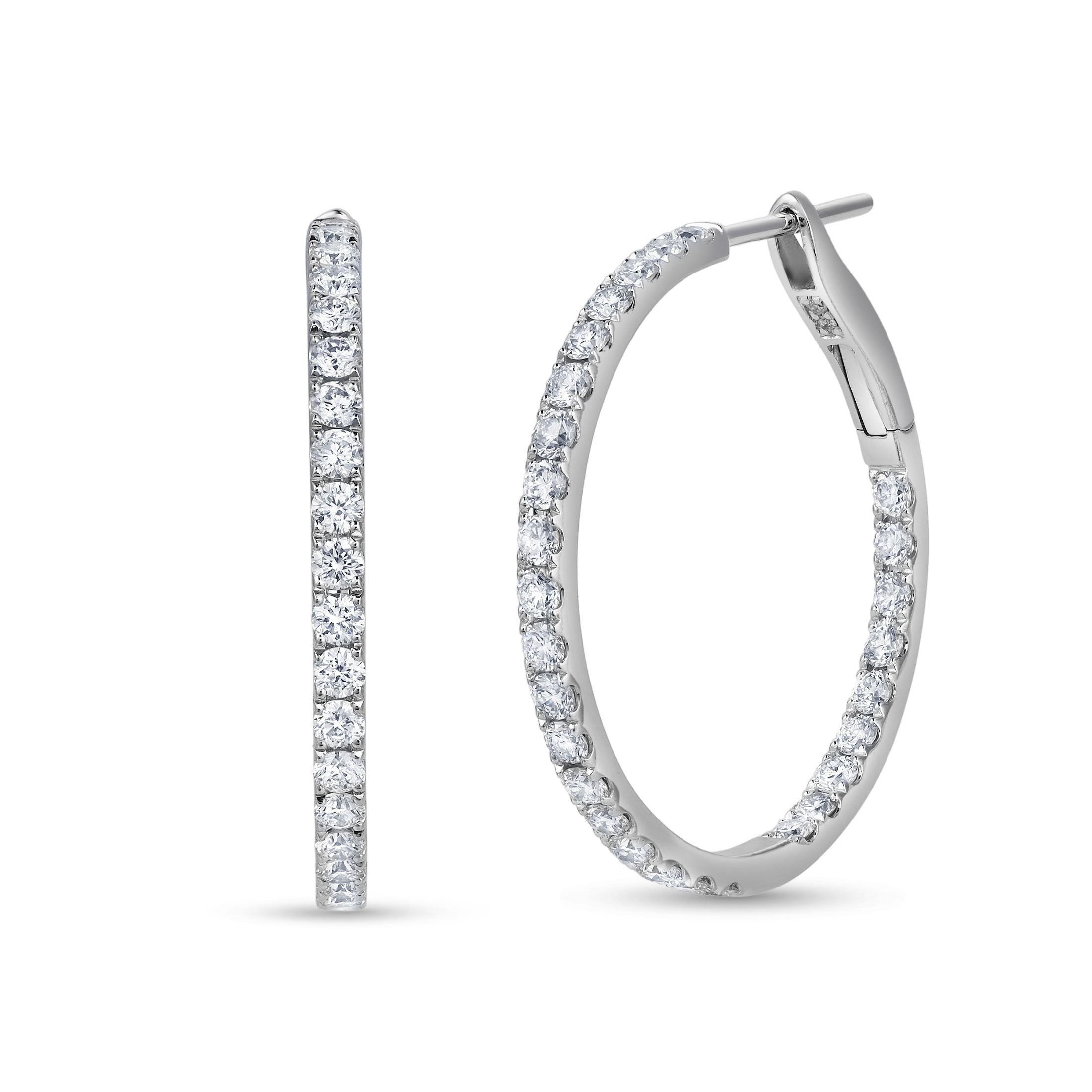Blaire 1.27 Carat Diamond Hoop Earrings in 18K White Gold