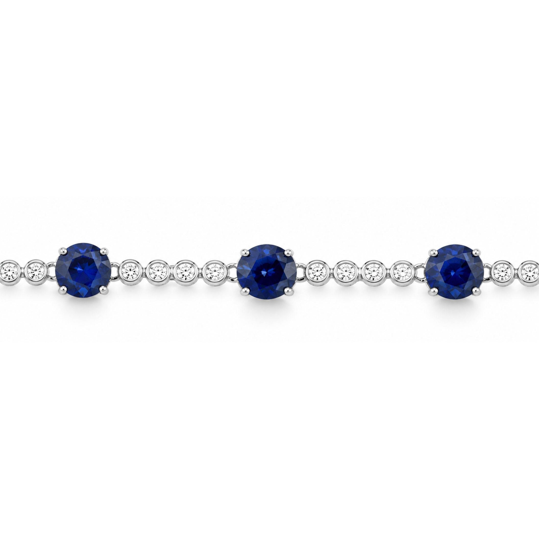 Blue Sonata 10.83 Carat Sapphire & Diamond Tennis Bracelet in 18K White Gold