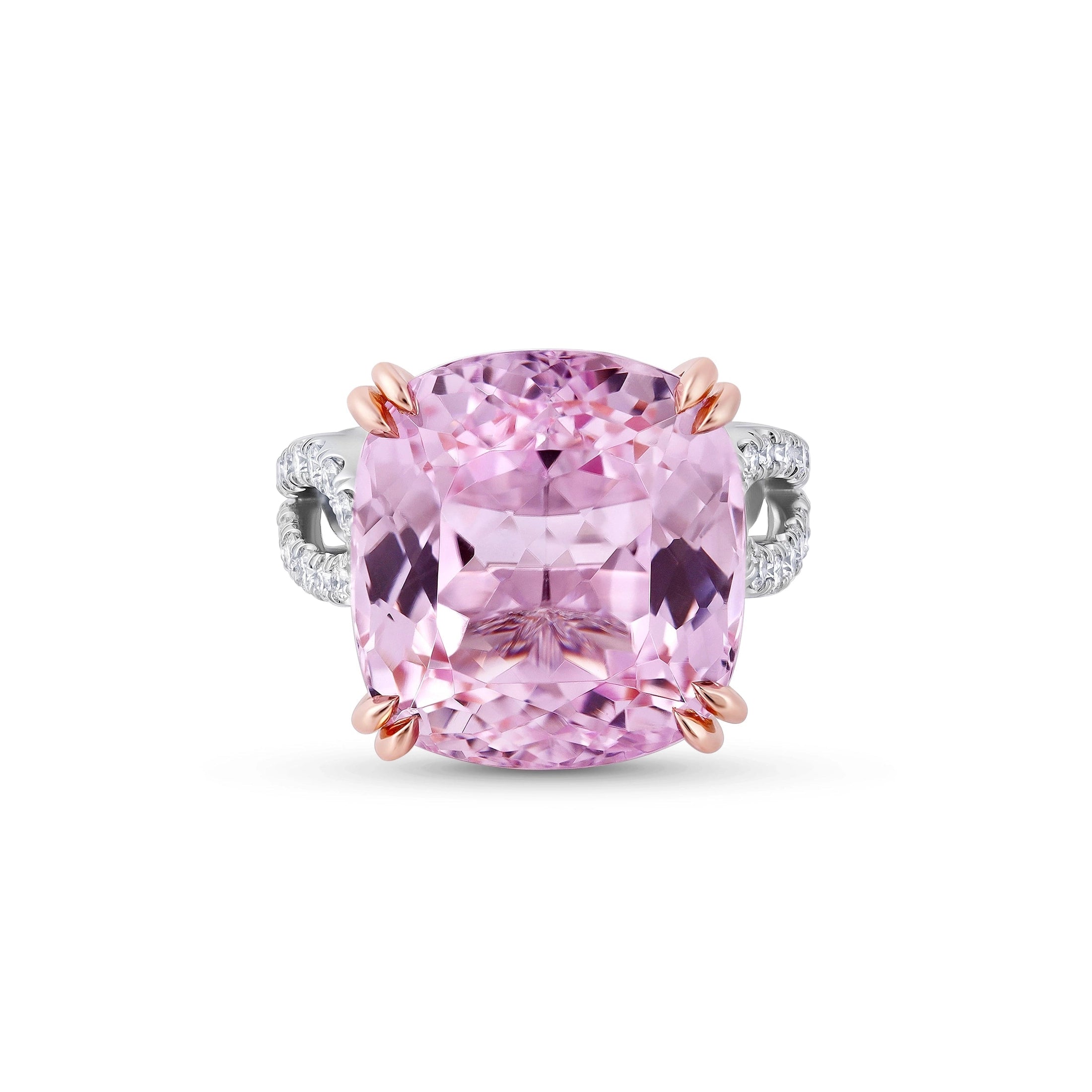Blush Jardin 18.64 Carat Kunzite Cushion-Cut & Diamond Solitaire Ring in Platinum with Rose Gold Accents Leviev Rings Color Diamond, Cushion, Diamond, Diamond Ring, High Jewelry, Kunzite, Kunzite Cushion Cut, Kunzite Cushion Cut Ring, Kunzite Luxury Ring, Kunzite Statement Ring, Leviev, Leviev Ring, Leviev Signature, Luxury Kunzite Ring, Luxury Ring, Pink, Pink Kunzite, Platinum, Rings, Rose Gold, Rose Gold Accent, Solitaire, Solitaire Ring, Statement Ring, Women's Jewelry, Women's Ring Leviev 